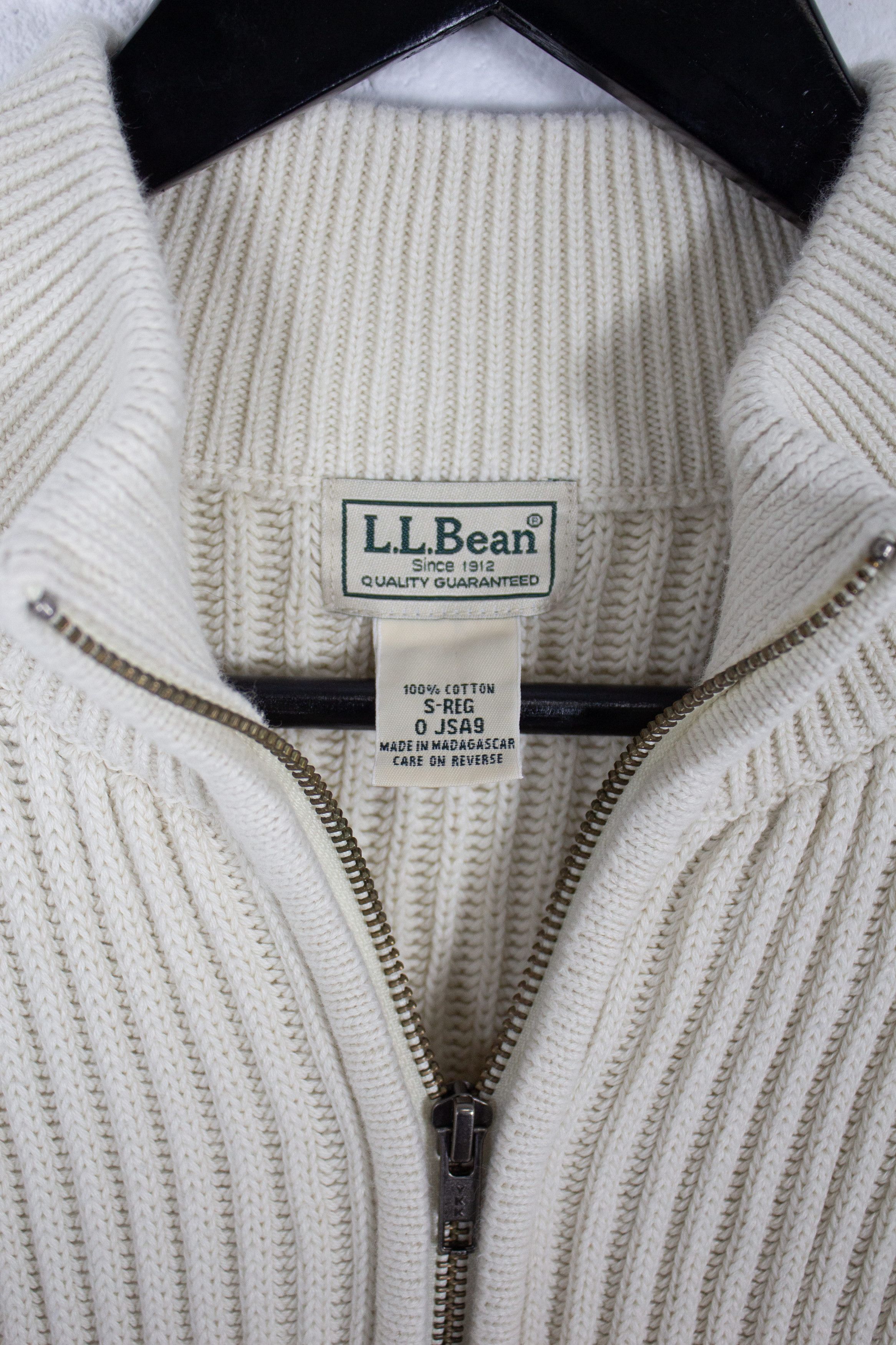 Designer × L.L. Bean × Vintage Vintage L. L. Bean Beige Zip Ribbed Sweater 90s NZ Size US L / EU 52-54 / 3 - 5 Thumbnail