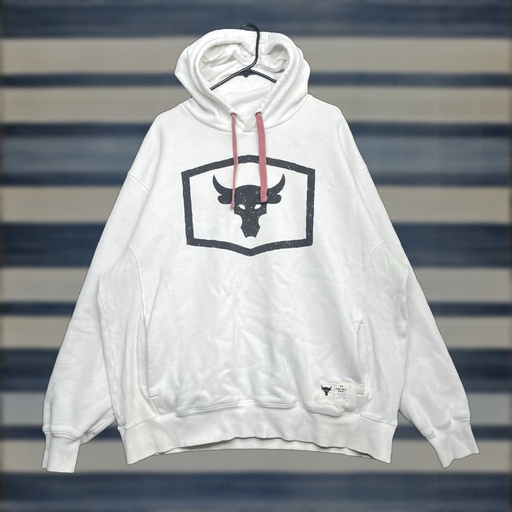 Under Armour Under Armour Project Rock Sweatshirt Mens 2XL Hooded White Cotton Polyester Fleece Logo Pullover Crew Neck Heavyweight Rock Gym Training 1346067 Mens Size US XXL / EU 58 / 5 - 1 Thumbnail