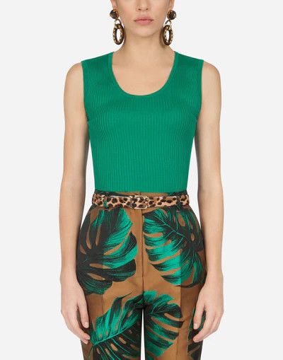 Dolce & Gabbana o1y0925 Sleeveless Sweater in Green Size M / US 6-8 / IT 42-44 - 2 Thumbnail