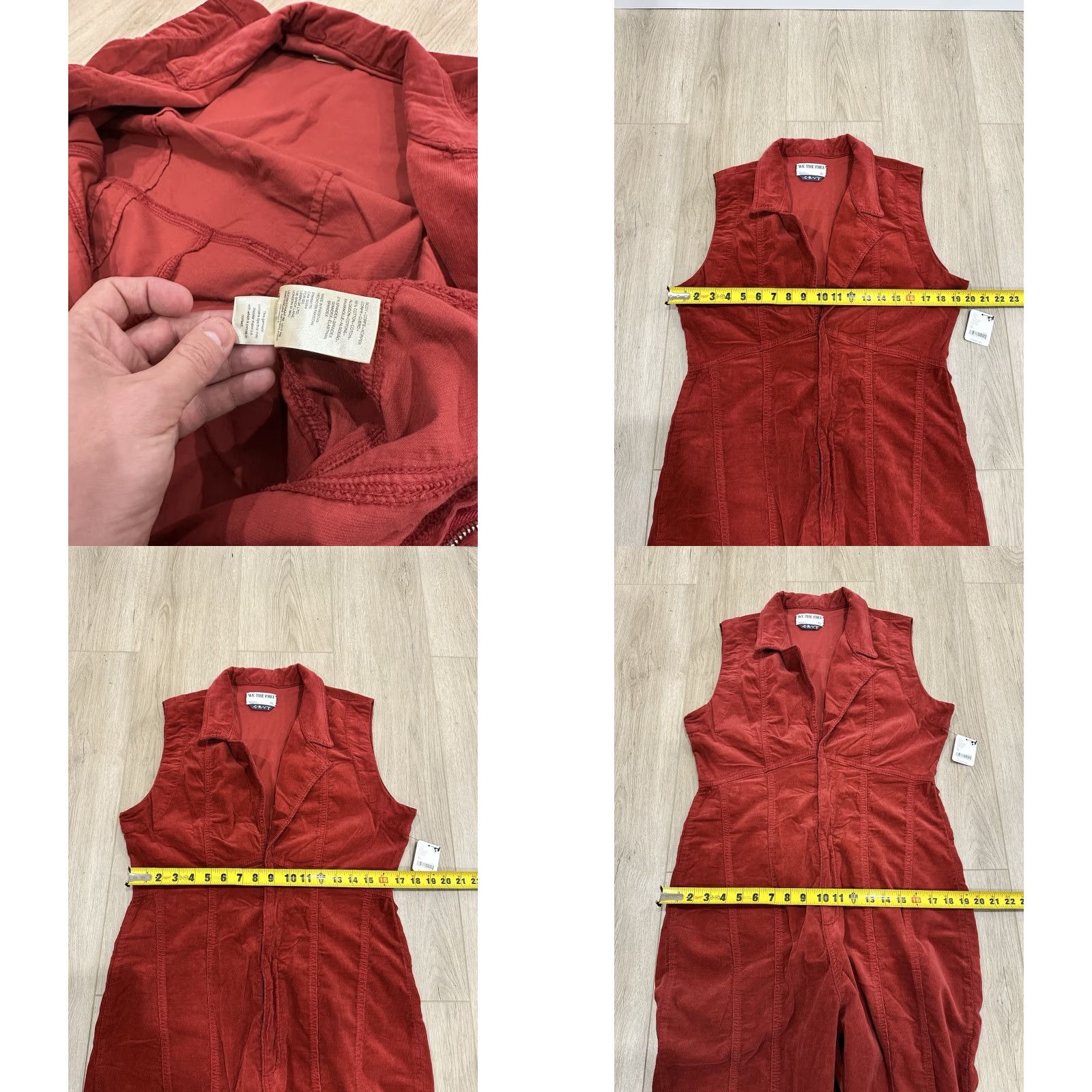 Vintage NWT We The Free Jumpsuit XL Red Corduroy Flared One-Piece Sleeveless Casual Women’s Bohemian Western Size 40" / US 18 - 8 Thumbnail