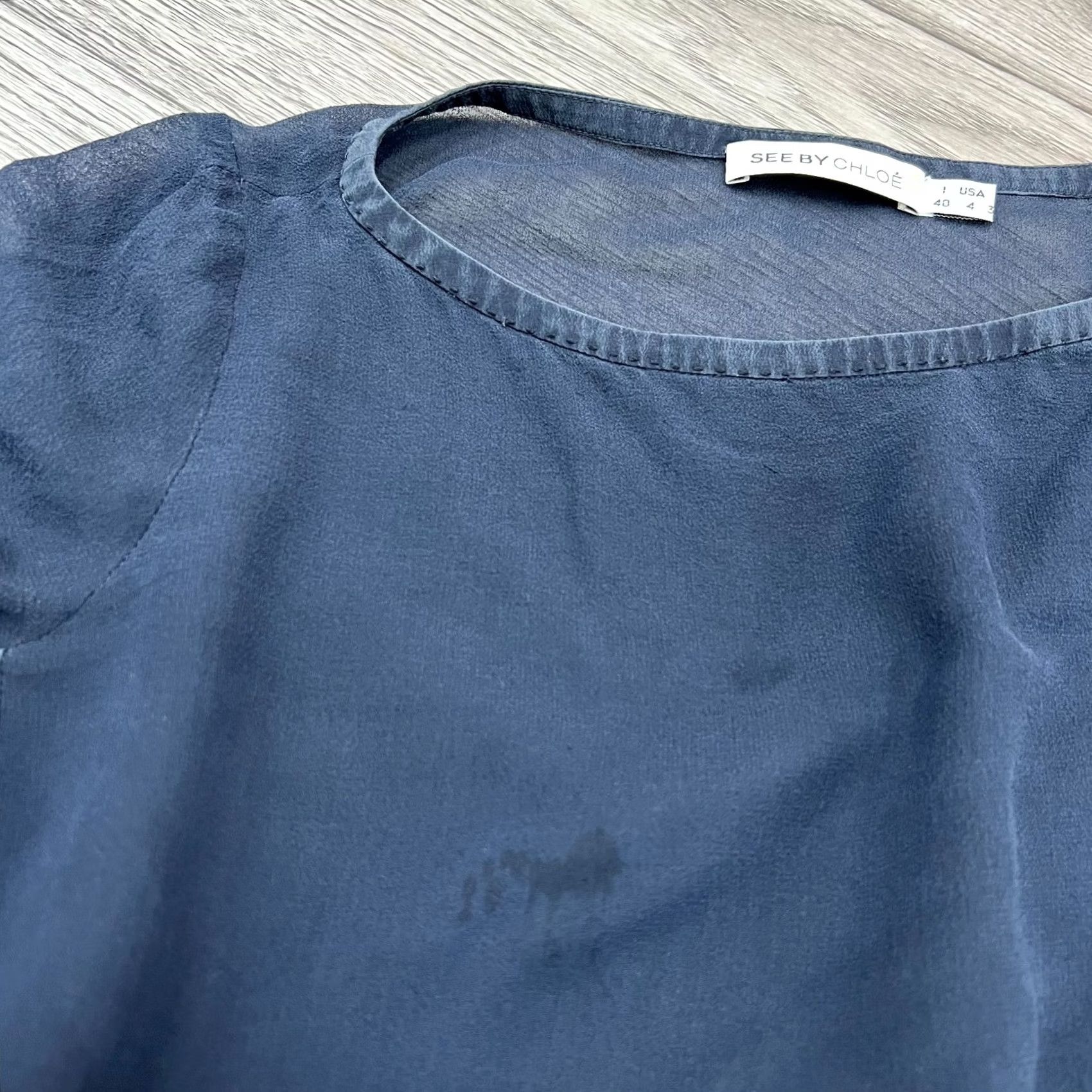 Vintage See by Chloé Silk Blouse Top Women's US 4 UK 8 Blue Silk Blouse Size M / US 6-8 / IT 42-44 - 4 Thumbnail