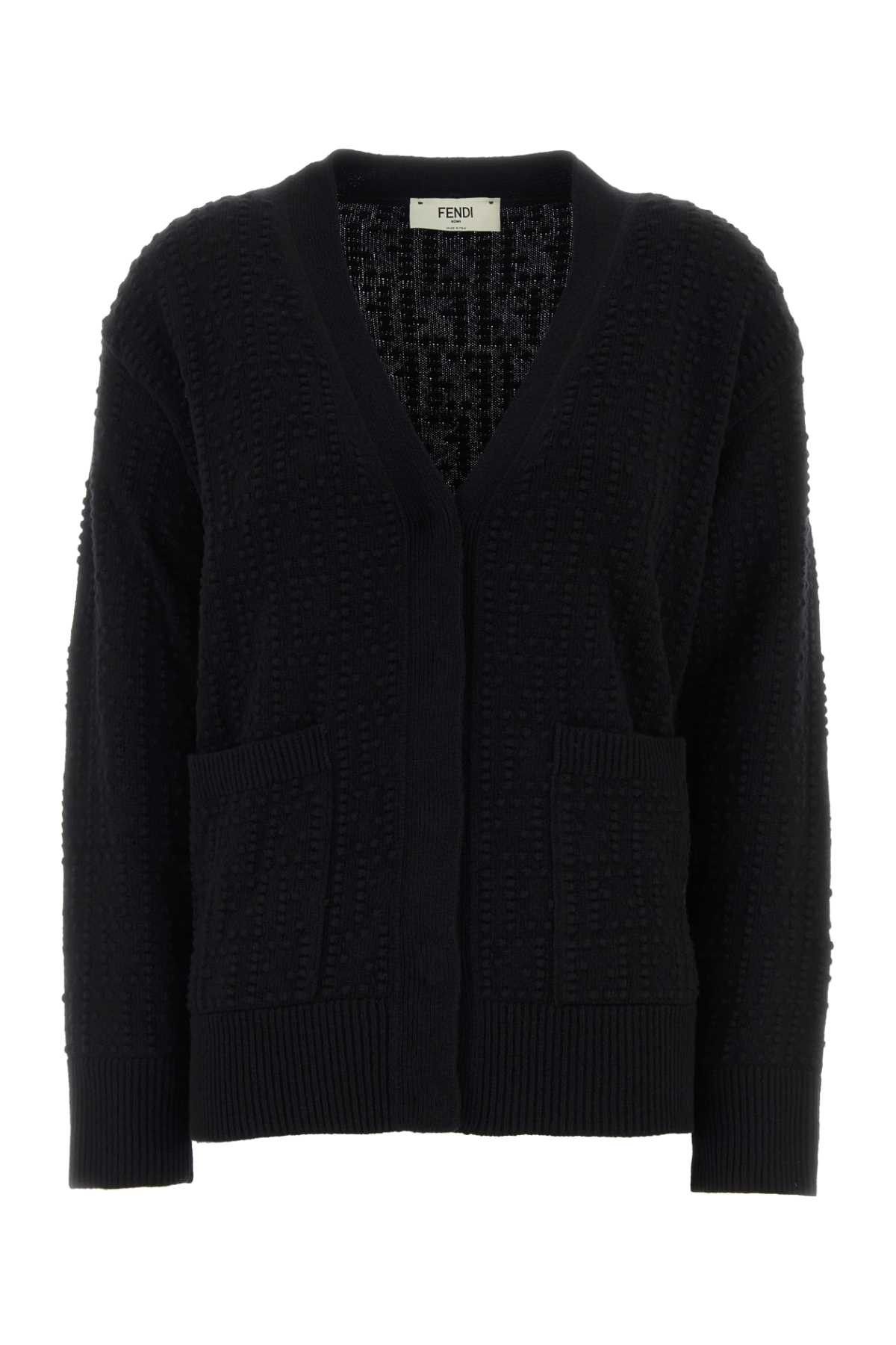 Fendi Black Wool Blend Cardigan Size M / US 6-8 / IT 42-44 - 1 Thumbnail