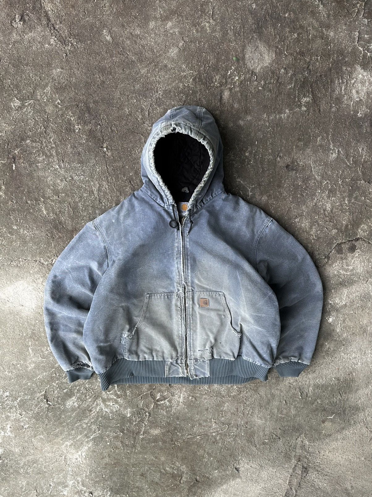 Carhartt Crazy Vintage Faded Carhartt Hooded Jacket J130 Blue/Grey Size US XXL / EU 58 / 5 - 1 Thumbnail
