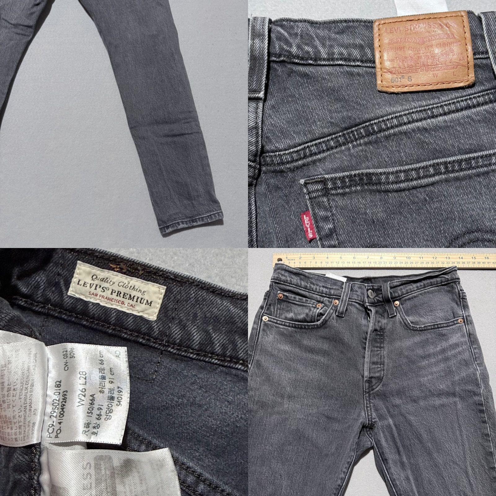Levi's Levi’s Premium 501 Skinny Jeans Women Gray Denim Distressed Slim Fit 26x28 Jeans Size 26" / US 2 / IT 38 - 8 Thumbnail