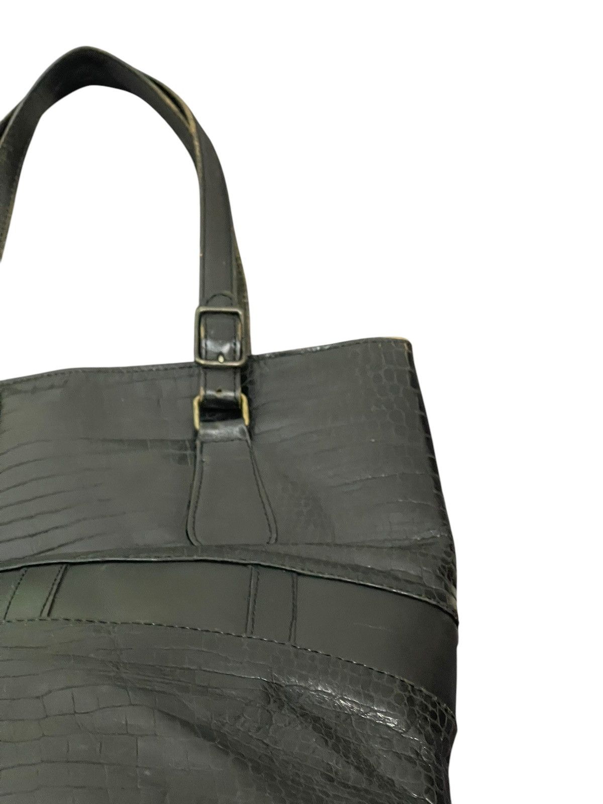Genuine Leather Crocodile Embossed Pozzo Kaori Bucket Tote Shoulder Bag 1🟩6 Size ONE SIZE - 9 Thumbnail