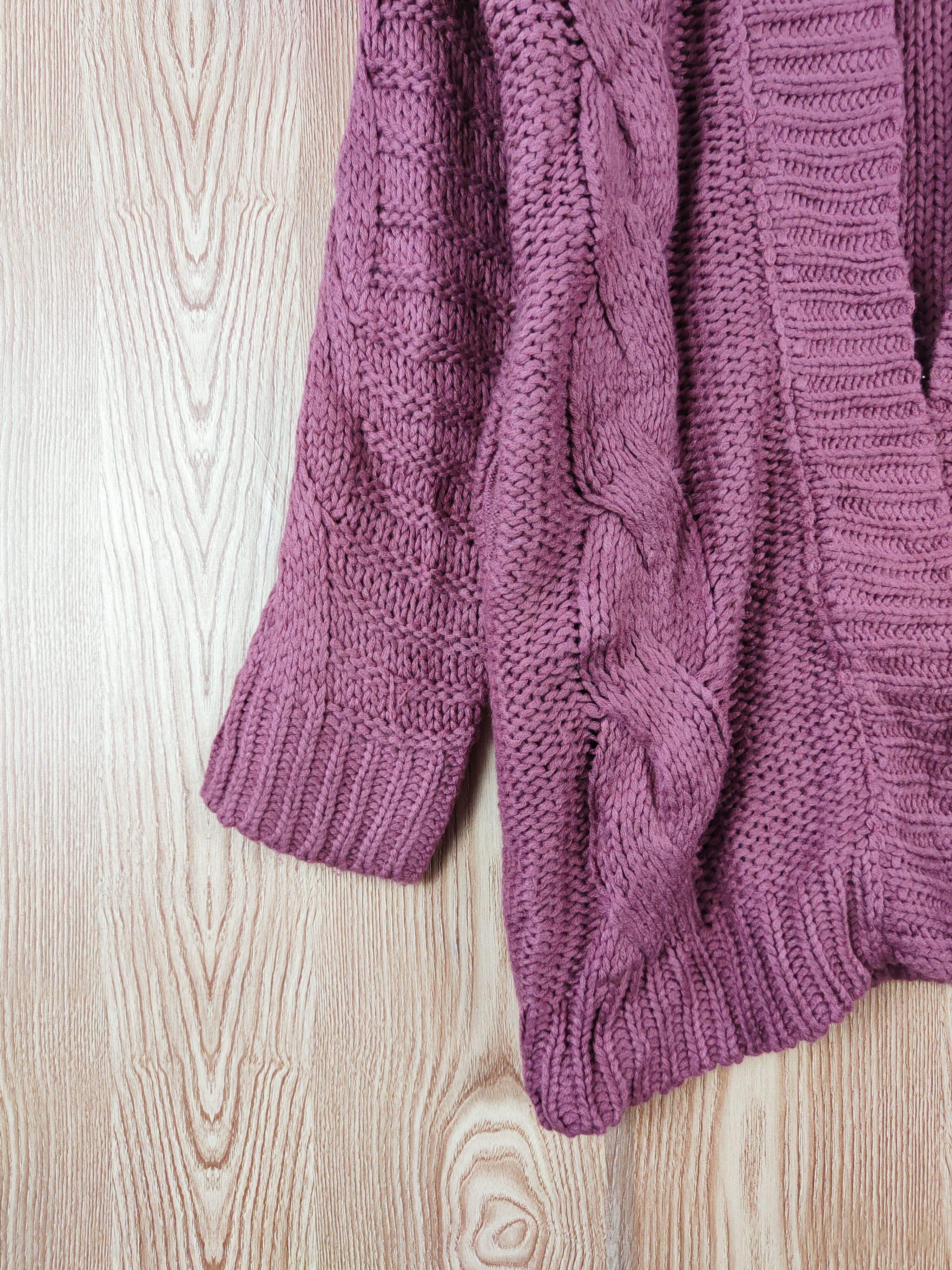 Japanese Brand Ray Cassin Favori Magenta cable Knitwear Cardigan #W313 Size L / US 10 / IT 46 - 4 Thumbnail