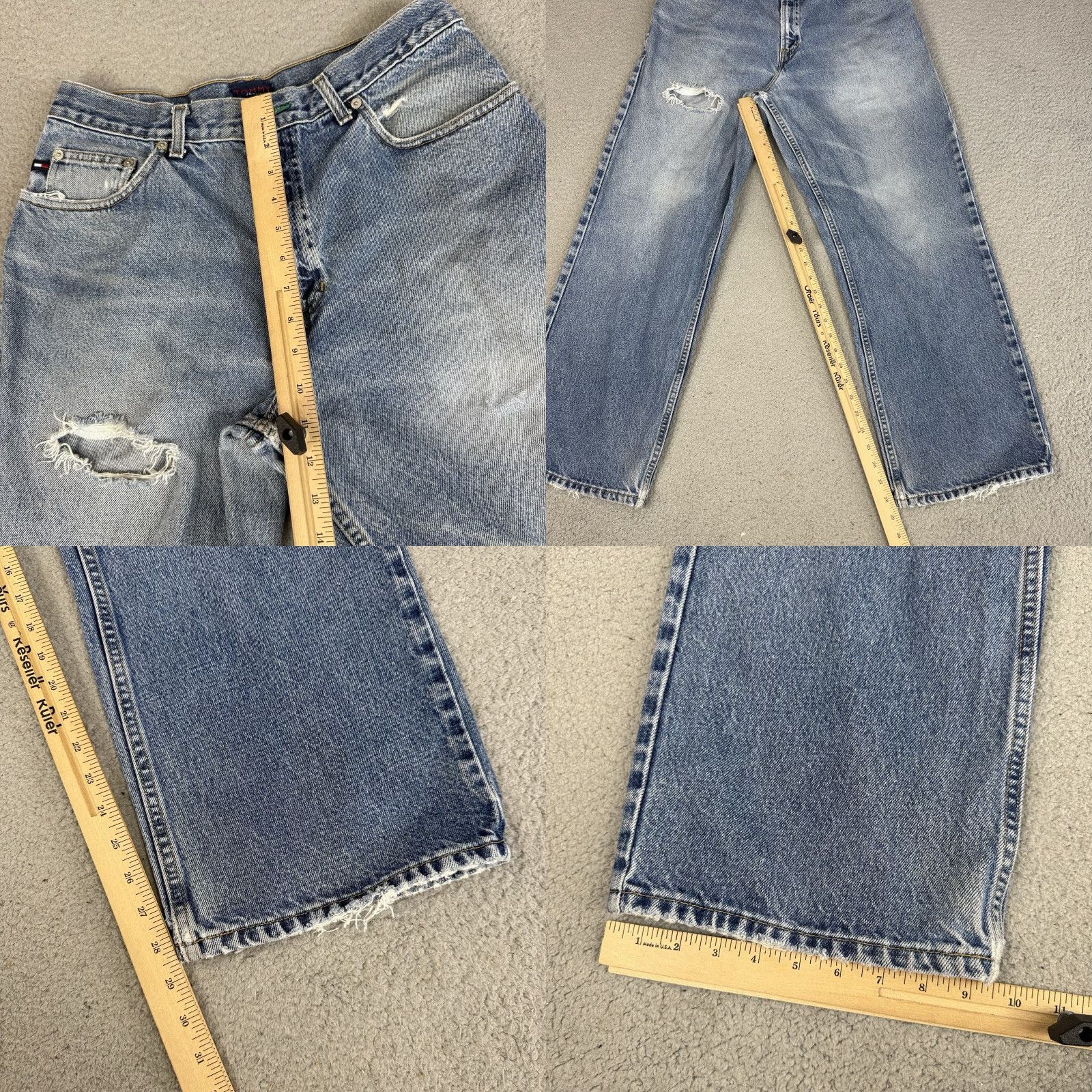 Tommy Hilfiger VINTAGE Tommy Hilfiger Jeans Mens 33x30 Blue Baggy Skater 90s Urban Y2K Distressed Faded Jeans Mens Blue 90s Urban Streetwear Size US 33 - 9 Thumbnail
