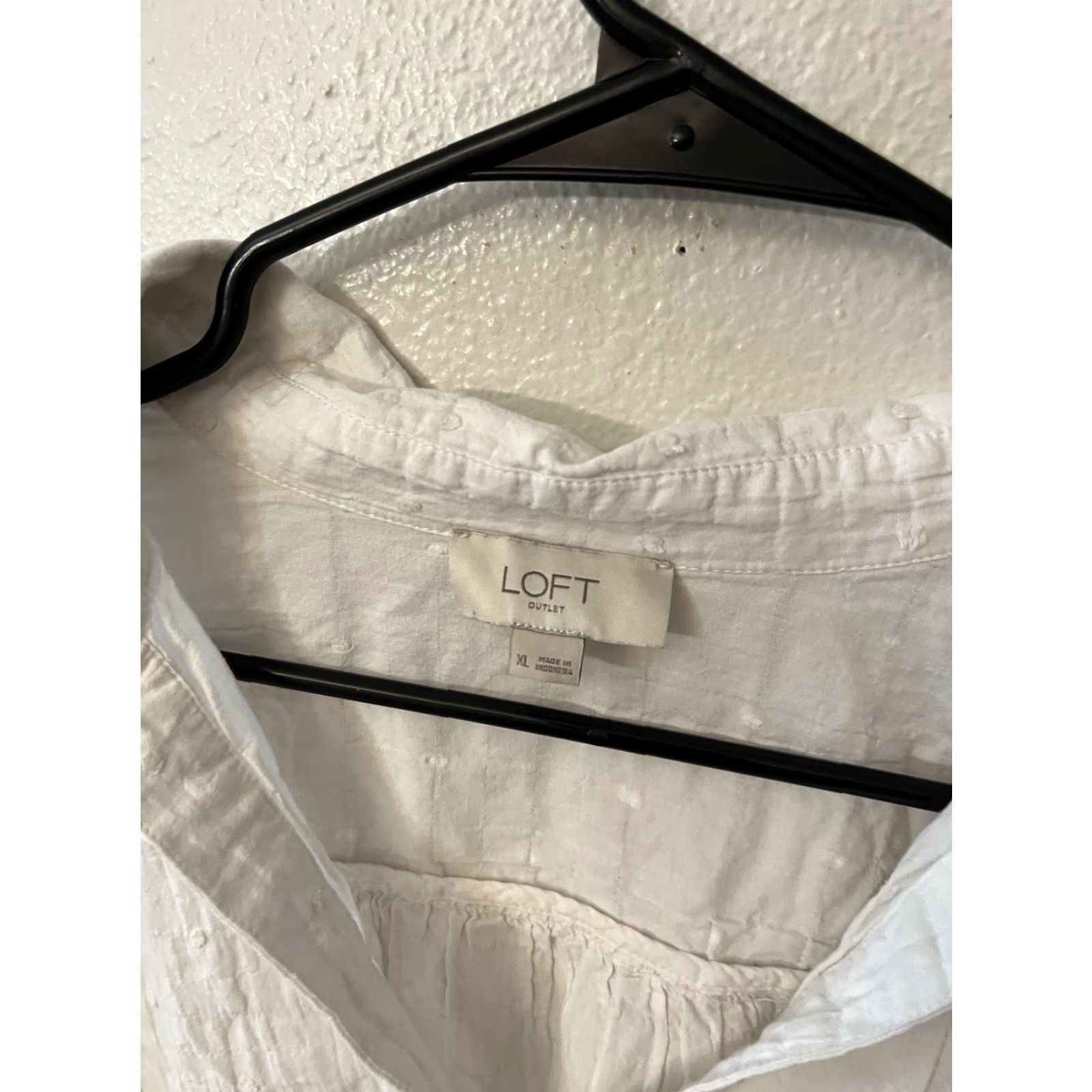 Loft VINTAGE Loft Women's Long Sleeve V-Neck Collared Cotton Blouse XL White Office Casual Size XL / US 12-14 / IT 48-50 - 2 Thumbnail