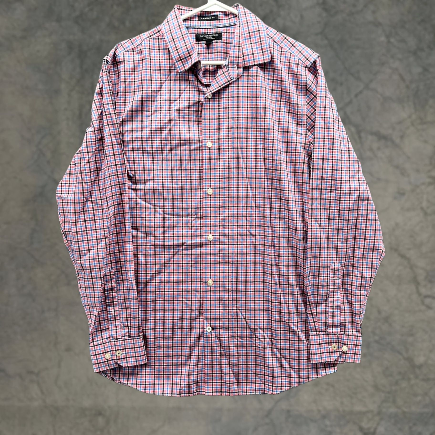 Banana Republic VINTAGE? No. Banana Republic Shirt Men Large Pink Button Down Camden Stretch Plaid Size US L / EU 52-54 / 3 - 1 Thumbnail