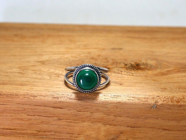 Handmade Handmade Malachite Sterling Silver Ring, Gift for Christmas Size ONE SIZE - 2 Thumbnail