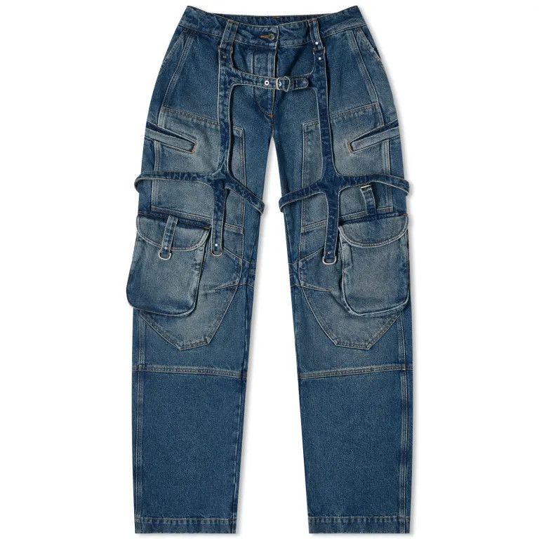 Off-White o1s22i1n0824 Cargo Harness Jeans in Blue Size 27" / US 4 / IT 40 - 1 Thumbnail