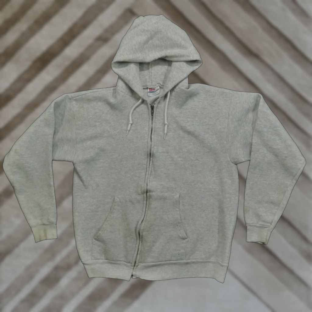 Hanes VINTAGE Hanes Hoodie Adult Mens XL Gray 90s Full Zip Size US XL / EU 56 / 4 - 1 Thumbnail