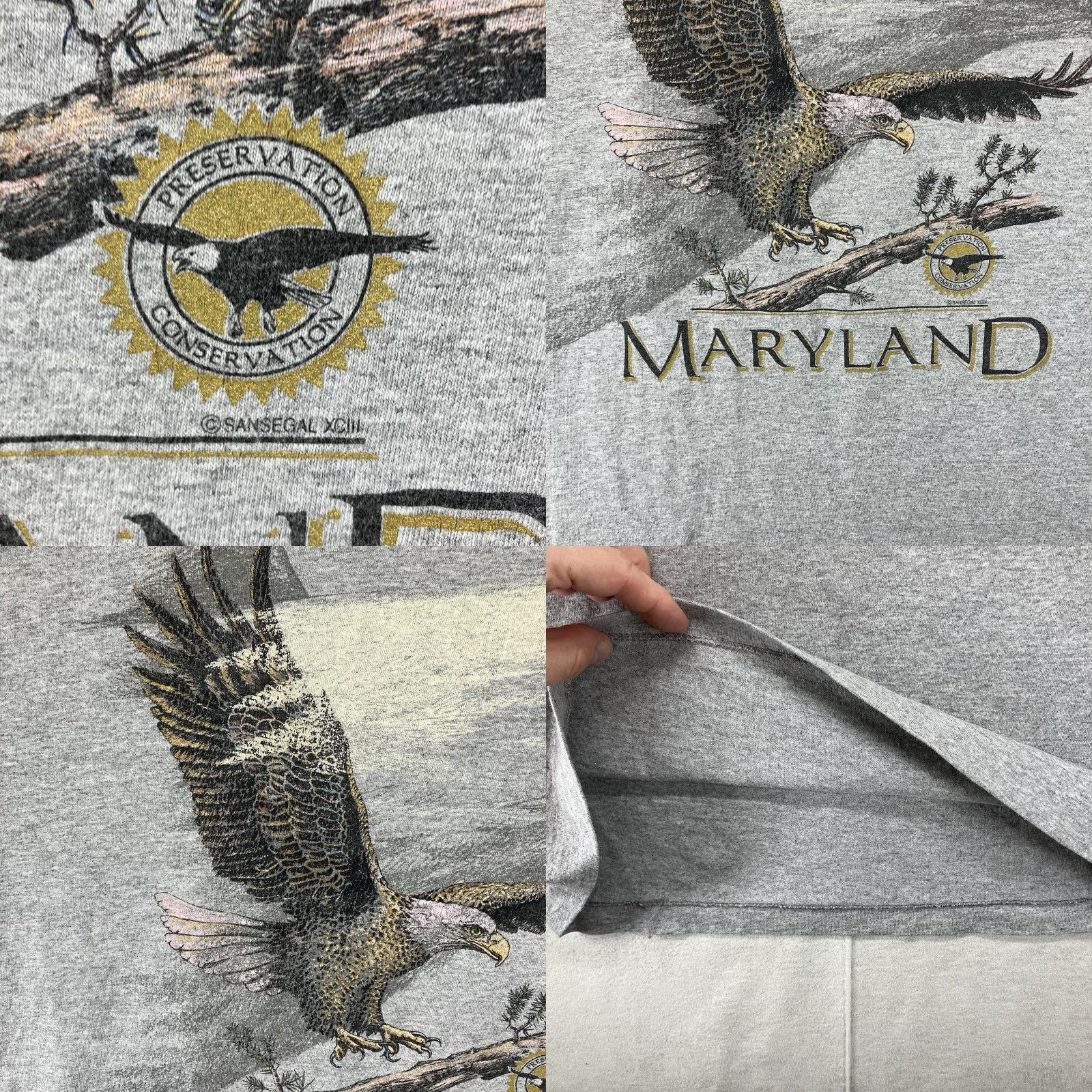 Anvil VINTAGE Anvil T-Shirt Men Large Gray 90s Bald Eagle Nature Graphic Print Crew Neck Size US L / EU 52-54 / 3 - 8 Thumbnail