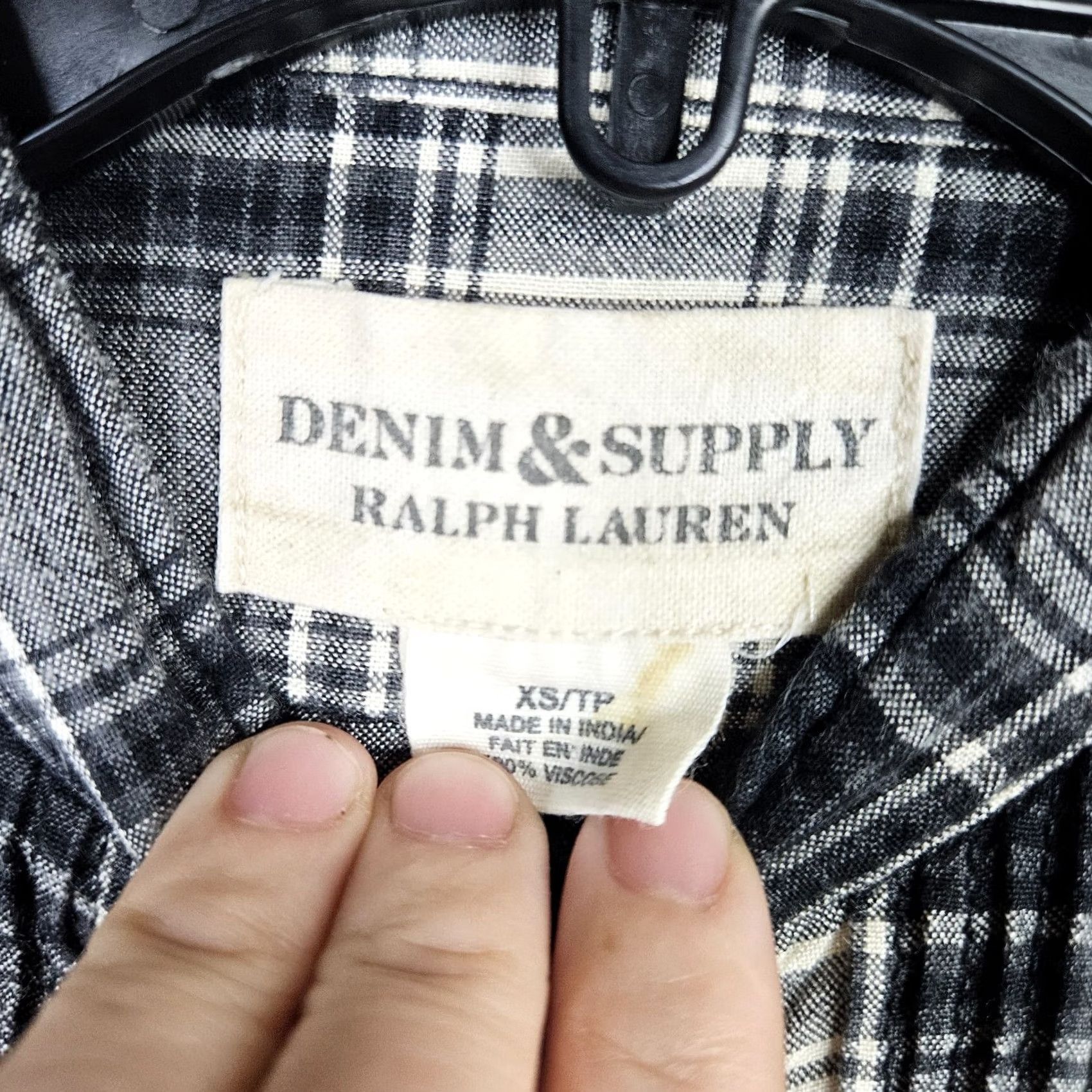 Vintage VINTAGE DENIM & SUPPLY RALPH LAUREN Women's Plaid Button-Up Shirt XS Gray Black Size XS / US 0-2 / IT 36-38 - 5 Thumbnail