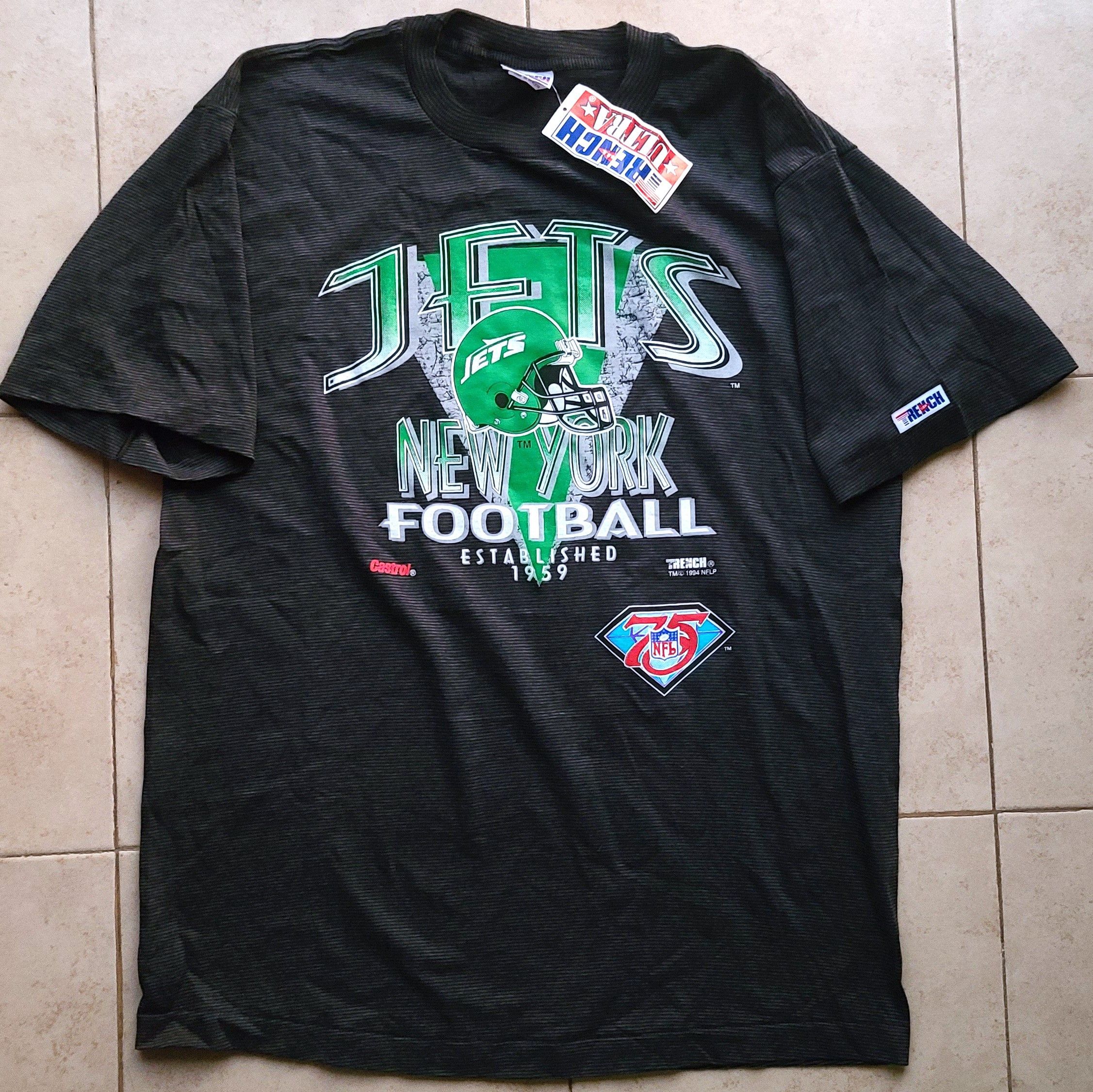 NFL NEW York Jets 90s 75th TRENCH tee XL blk vtg Size US XL / EU 56 / 4 - 1 Thumbnail