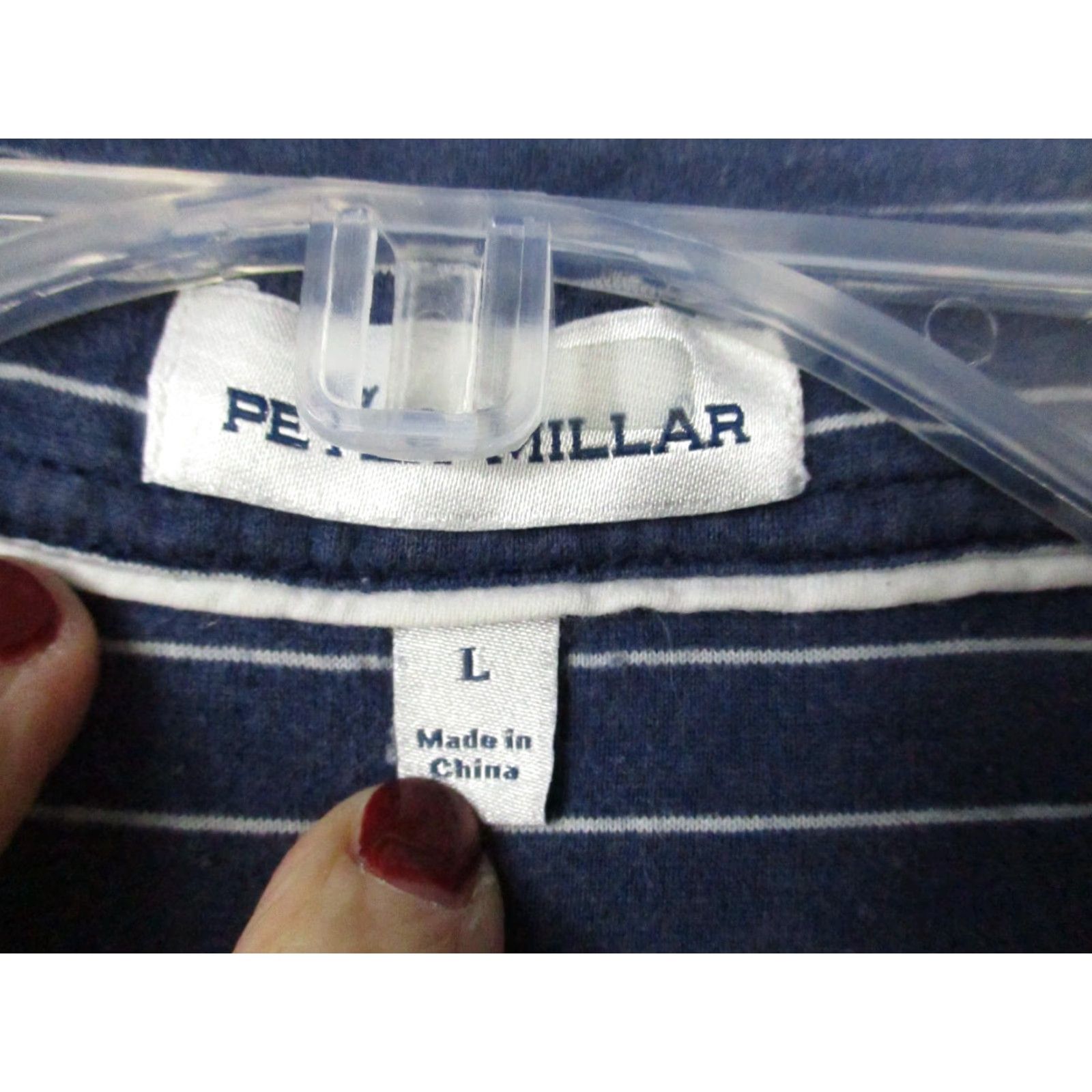 Peter Millar Peter Millar Polo Shirt Mens Size Large Blue White Stripe Stretch Short Sleeve Shirt Mens Regular Polo Shirt Size US L / EU 52-54 / 3 - 4 Thumbnail