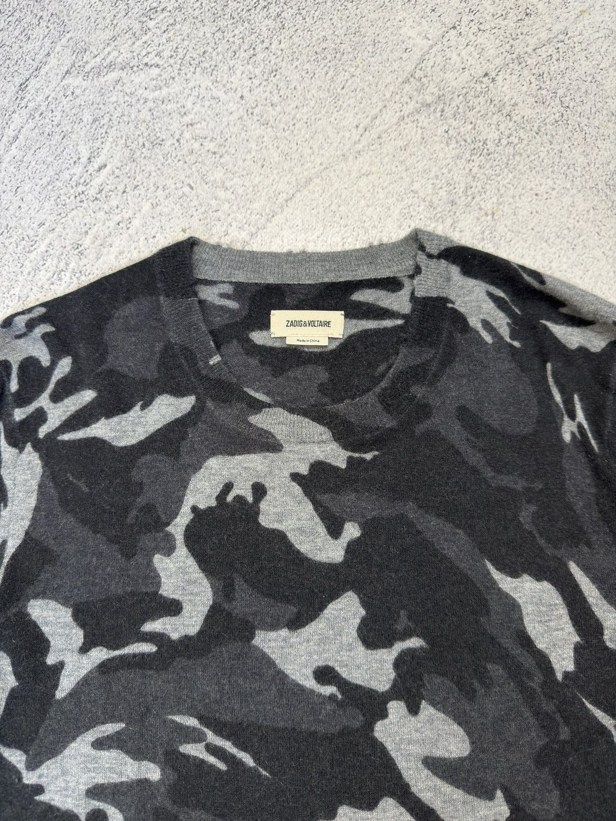 Zadig & Voltaire ZADIG & VOLTAIRE GREY CAMOUFLAGE CASHMERE CREWNECK JUMPER Size US M / EU 48-50 / 2 - 9 Thumbnail