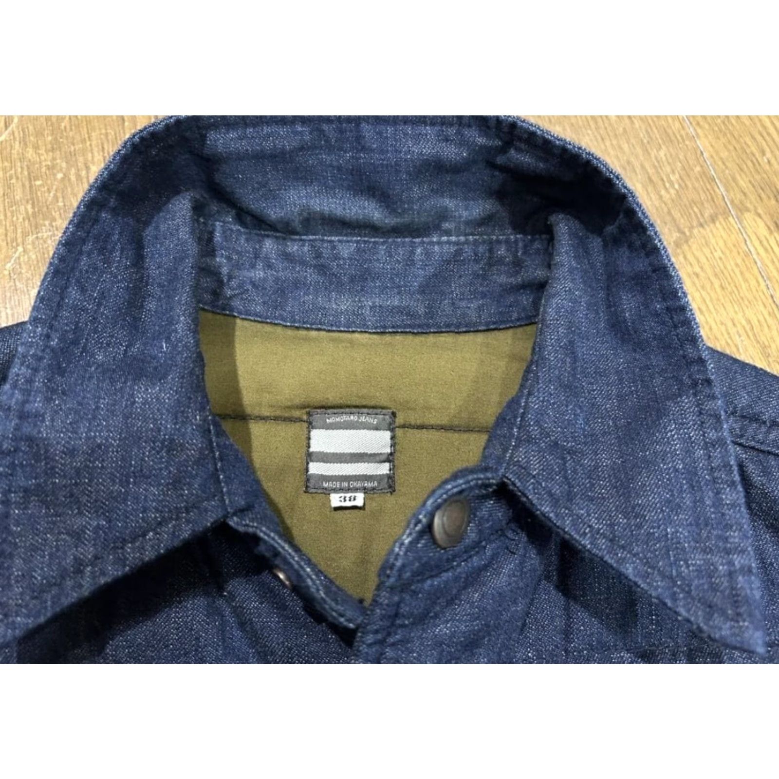 Vintage Momotaro Jeans Quilted Denim CPO Shirt Jacket Men’s Size 38 Navy Long Sleeve Button-Up Casual Denim Jacket Size US M / EU 48-50 / 2 - 6 Thumbnail