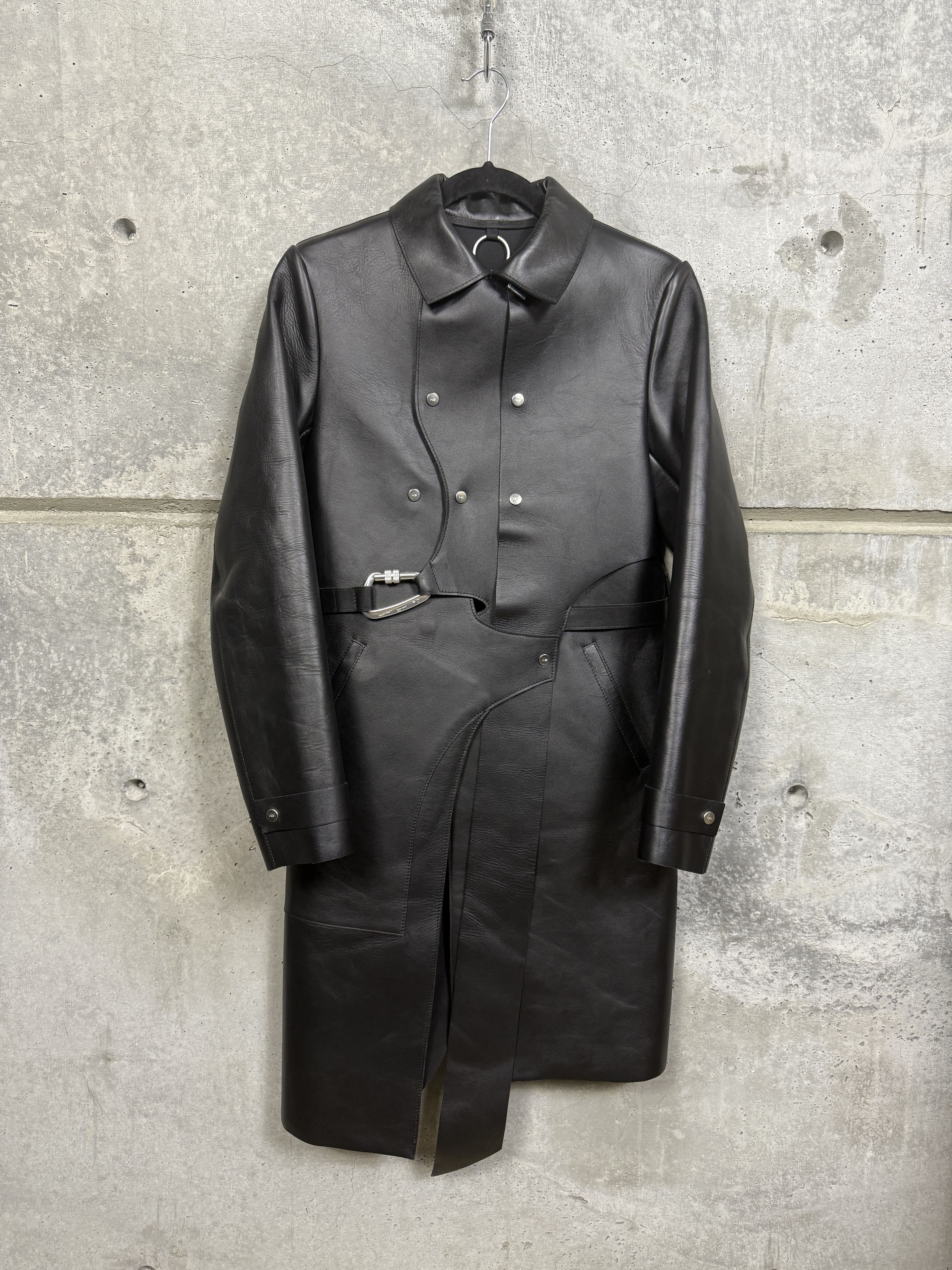 Heliot Emil Heliot Emil FW21 Drape-panel Leather Coat Size XXS / US 00 / IT 34 - 4 Thumbnail