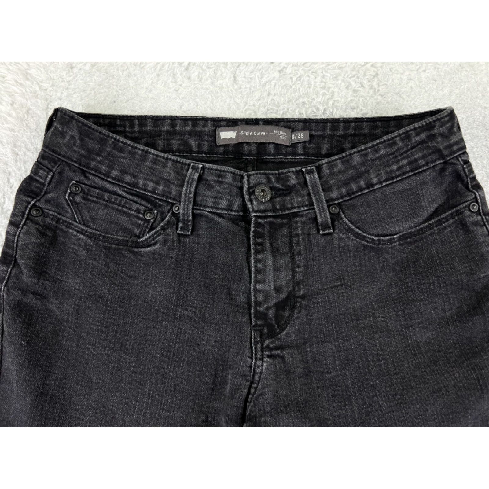 Levi's VINTAGE Levis Pants Womens 6 Black Denim Jeans Slight Curve Mid Rise Slim Cotton 28x26 Size 28" / US 6 / IT 42 - 4 Thumbnail