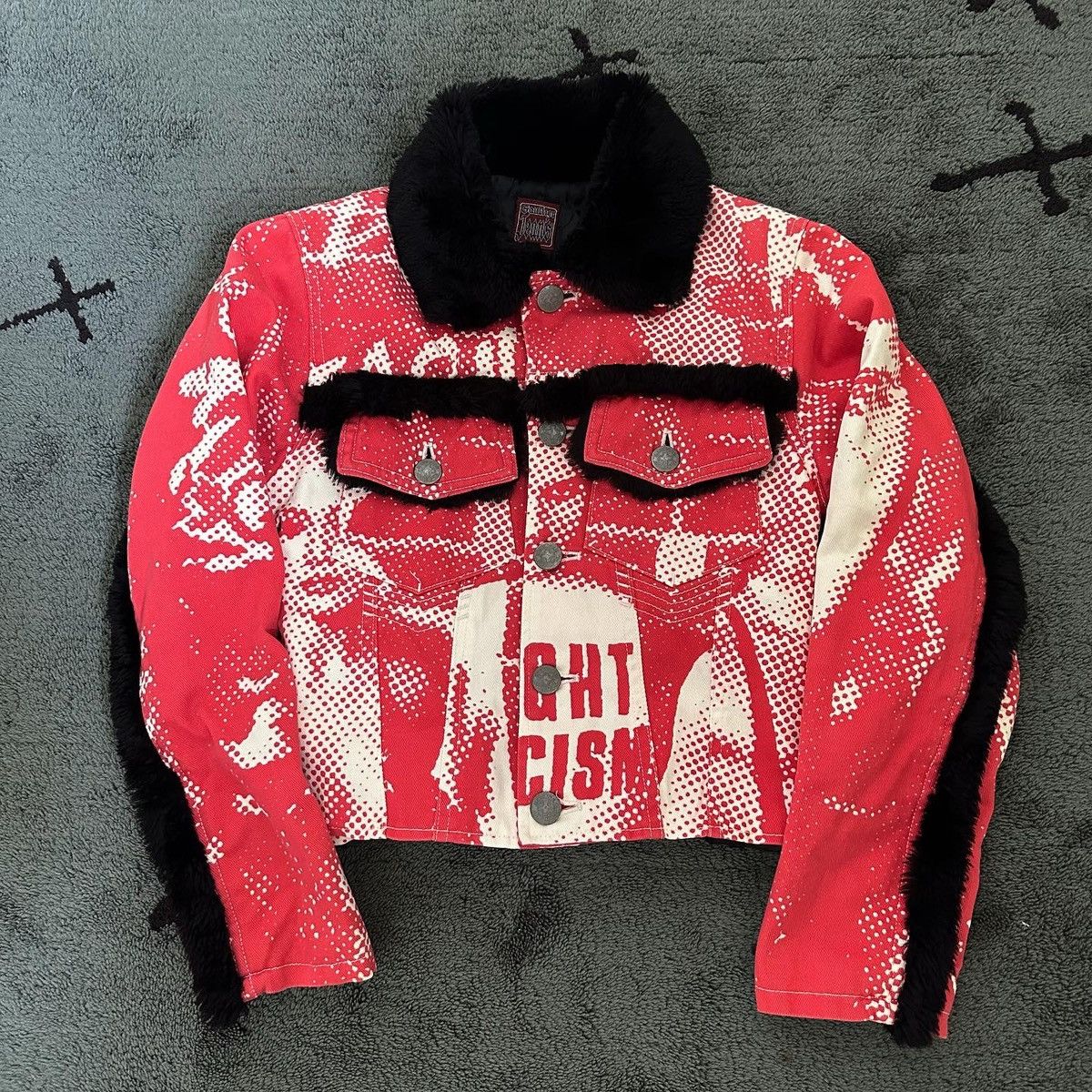 image of Jean Paul Gaultier Fight Racism Fall 1997 Jacket Archive in Red, Women's (Size Medium)