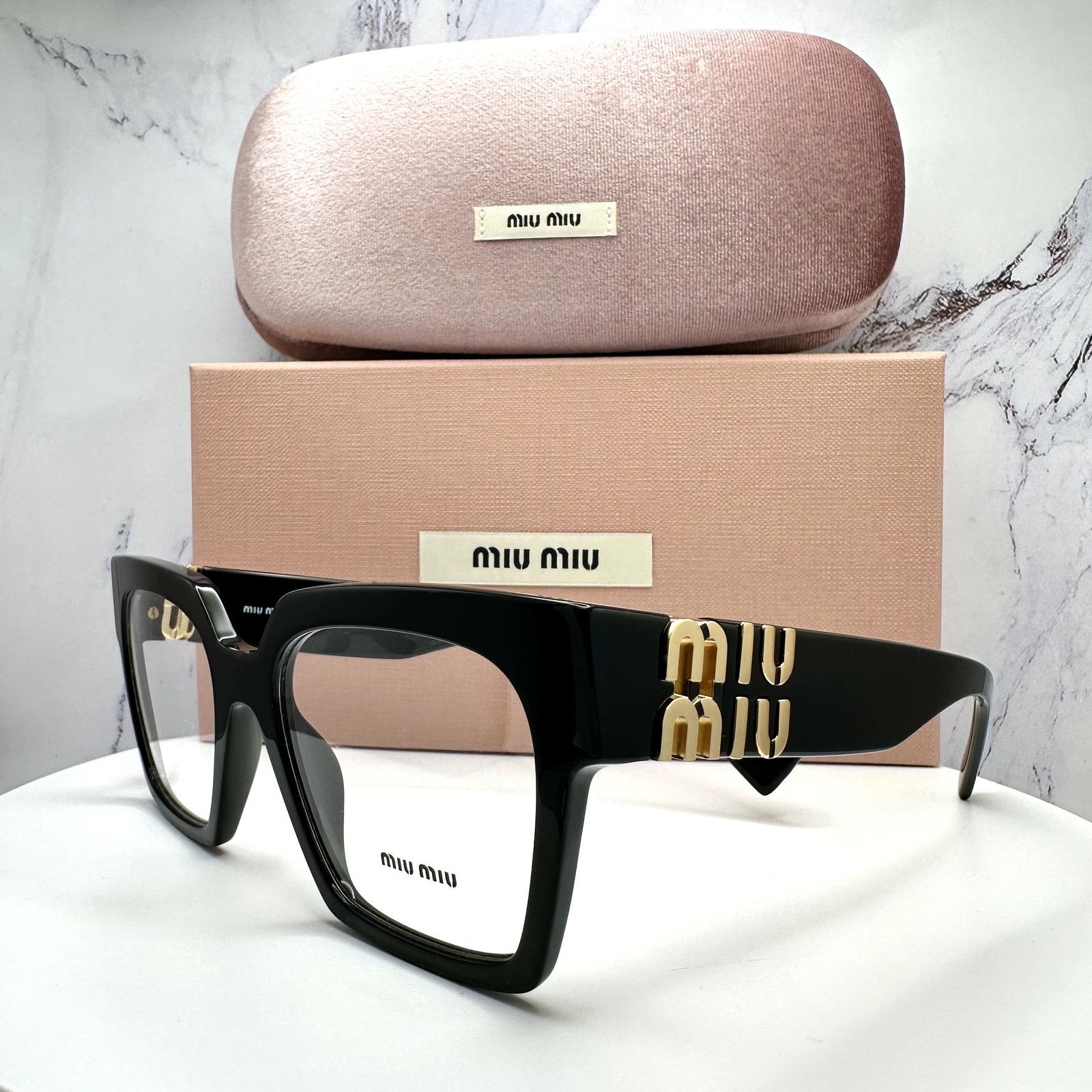Miu Miu MIU MIU Womens Eyeglasses Black Square Full Rim frames Size ONE SIZE - 1 Thumbnail