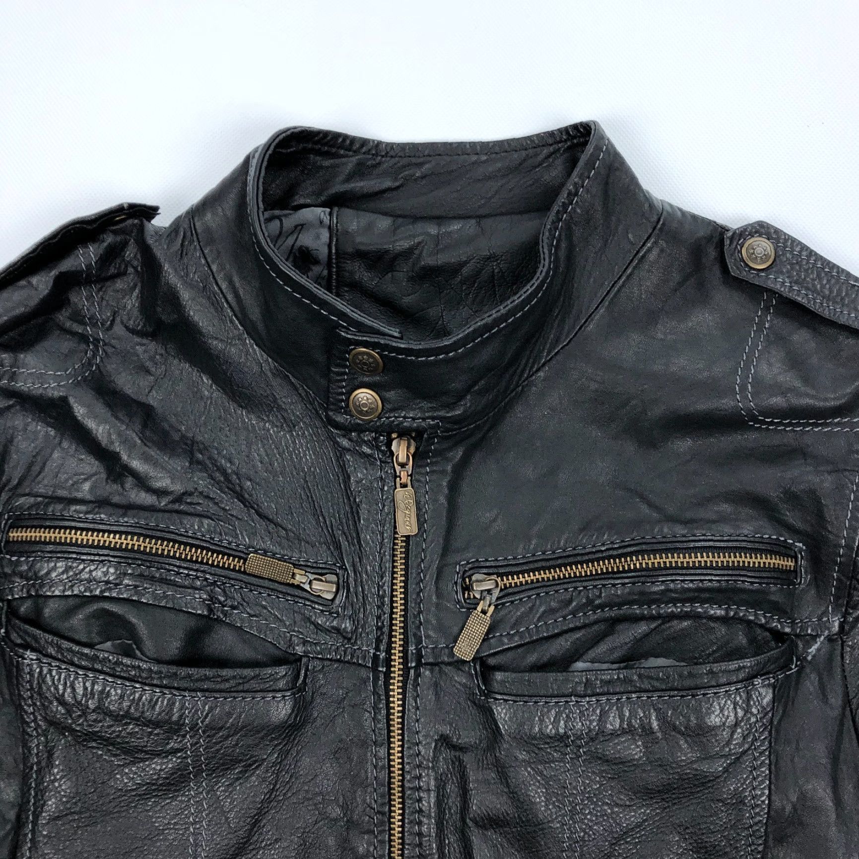 Vintage VINTAGE Reginas Leather Jacket Womens XL Black Biker 90s Mexico Reginas Womens XL Black Biker Leather Jacket Size XL / US 12-14 / IT 48-50 - 2 Thumbnail