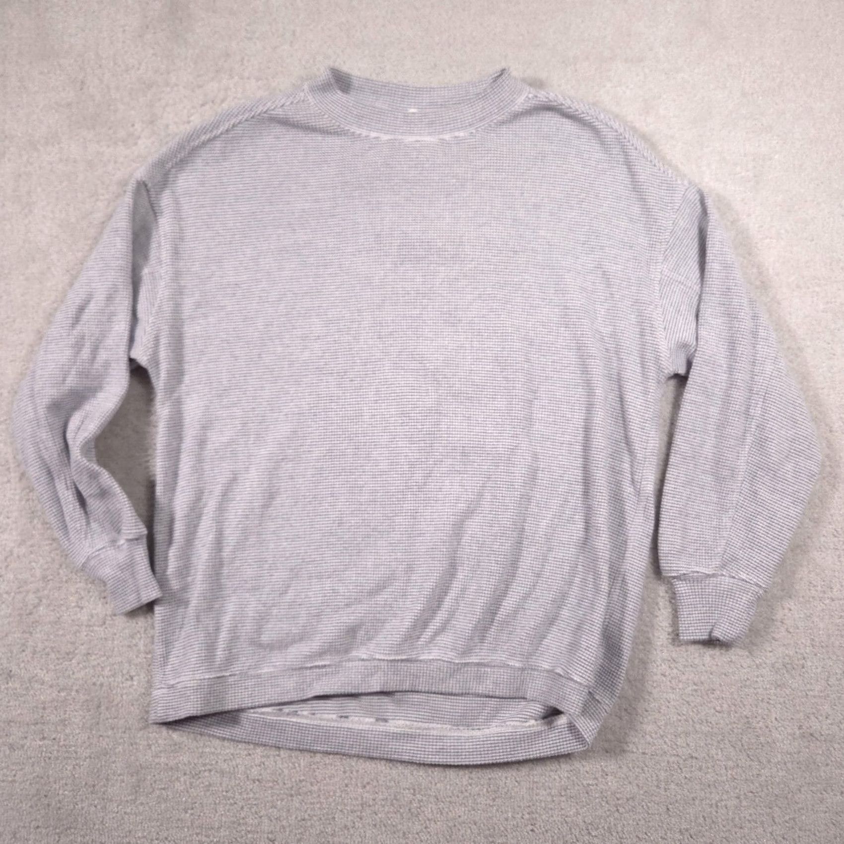 Vintage Aerie Sweater Womens XS Gray Stripe Waffle Knit Crewneck Raglan Long Sleeve Size XS / US 0-2 / IT 36-38 - 2 Thumbnail