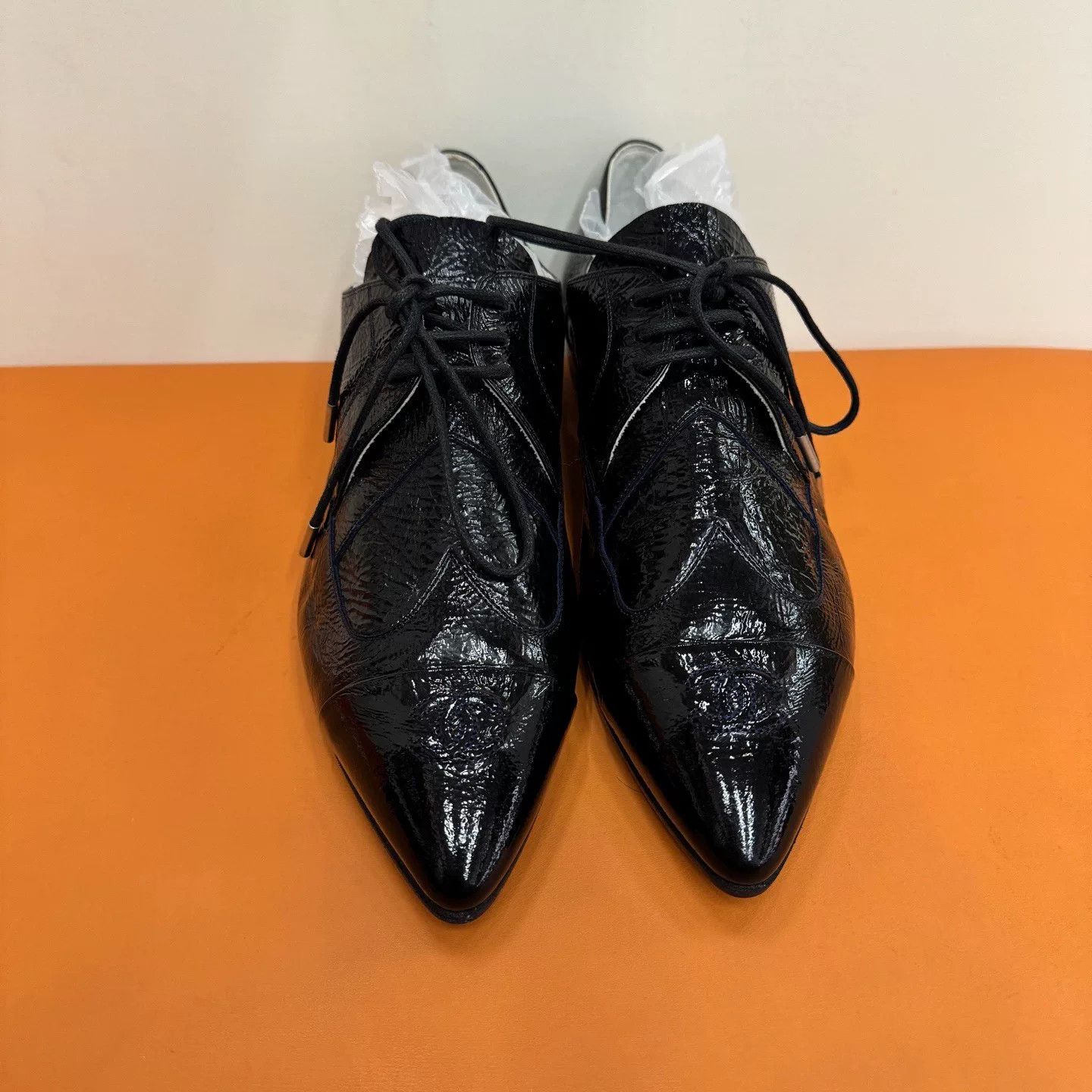 Chanel Chanel Black Pointed-Toe Leather Shoes Size US 7 / IT 37 - 1 Thumbnail