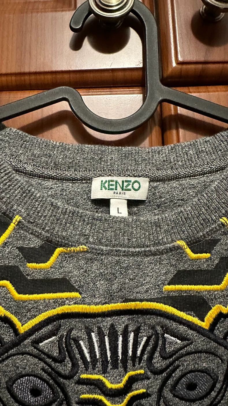 Kenzo KENZO Gray tiger head embroidered hoodie Size US L / EU 52-54 / 3 - 2 Thumbnail