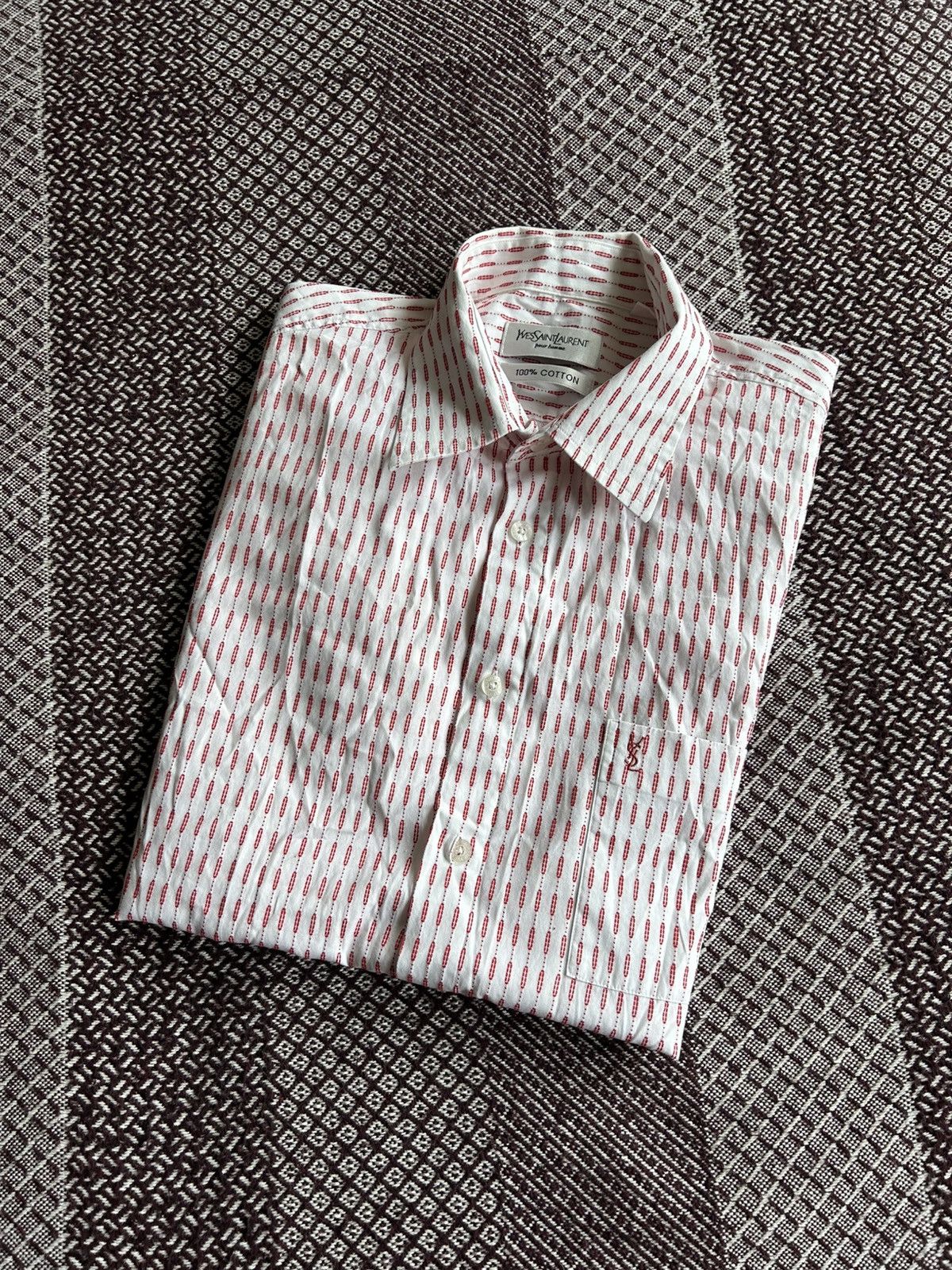 Yves Saint Laurent Yves Saint Laurent Luxury Short Sleeve Monogram Shirt Size L Size US L / EU 52-54 / 3 - 11 Thumbnail