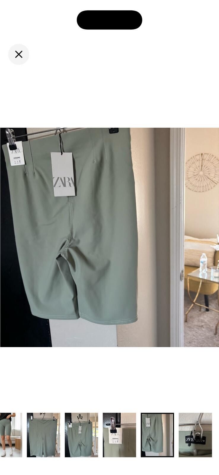 Zara (ZARA) Sage Green High-Waisted Shorts Size 36" / US 14 / IT 50 - 5 Thumbnail