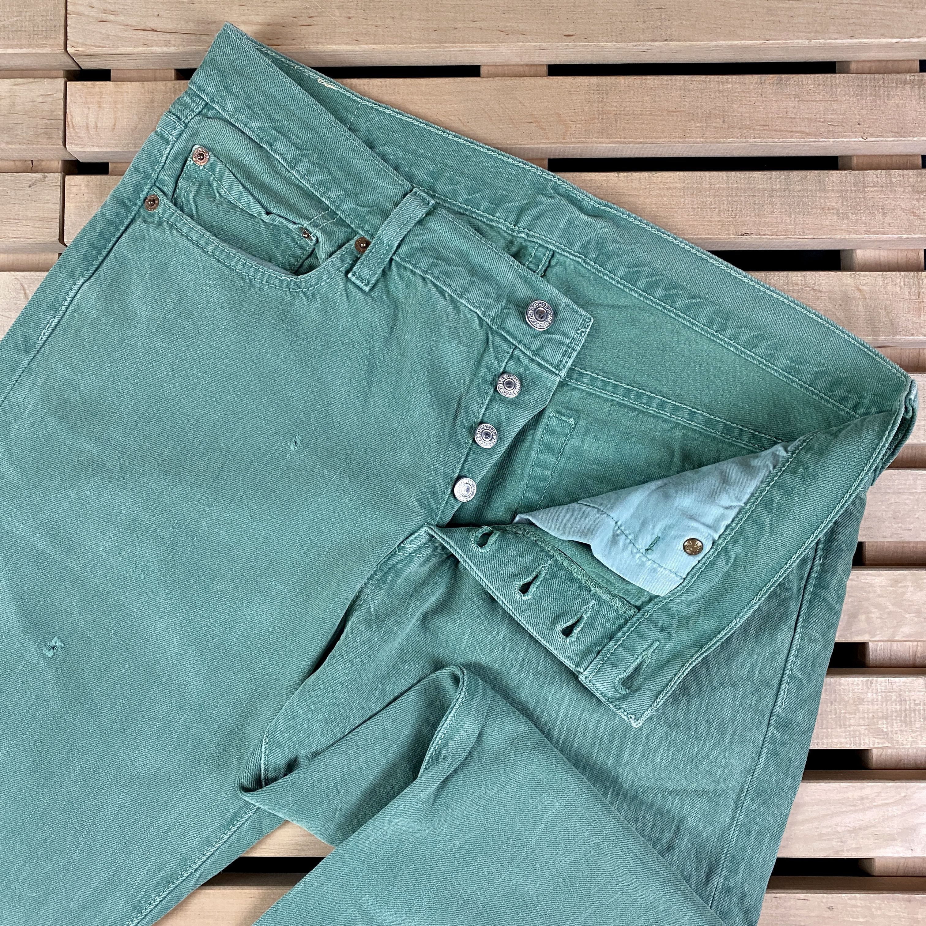 Levi's × Levi's Vintage Clothing × Vintage Mens Jeans Denim Levis 501 Size 29 Green Size US 29 - 4 Thumbnail