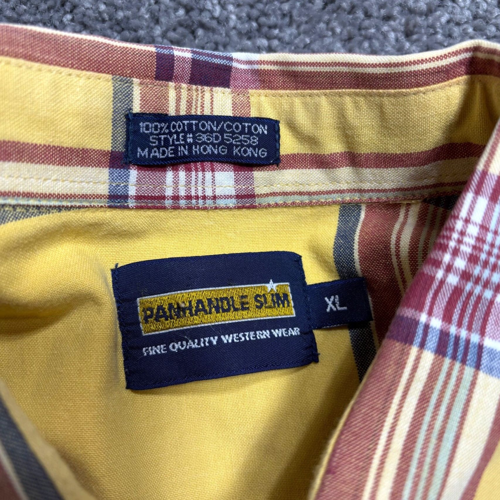 Vintage VINTAGE Panhandle Slim Work Shirt Mens XL Yellow Plaid Pockets Button Down 90s Size US XL / EU 56 / 4 - 3 Thumbnail