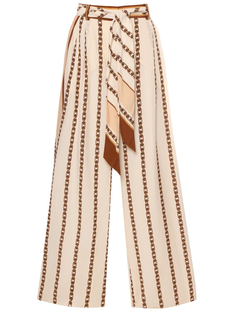 Zimmermann oc11z0226 Viscose and Silk Trousers In Cream/Brown Size 26" / US 2 / IT 38 - 1 Thumbnail