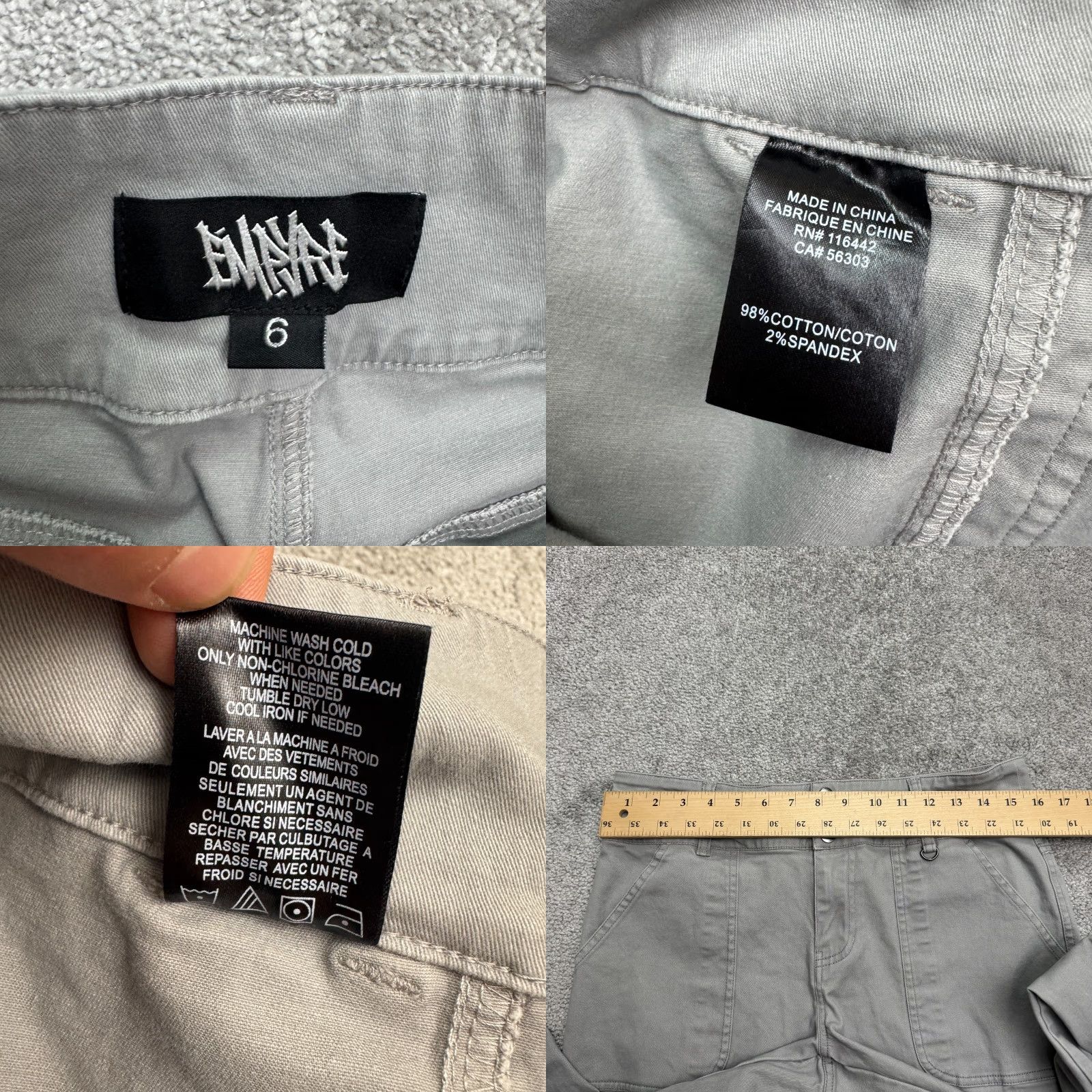 Vintage Empyre Cargo Wide Leg Flare Pants Womens 32x31 Brown Cotton Casual 28 Regular 6 High Rise Button Zip Pockets Breathable Size 28" / US 6 / IT 42 - 8 Thumbnail