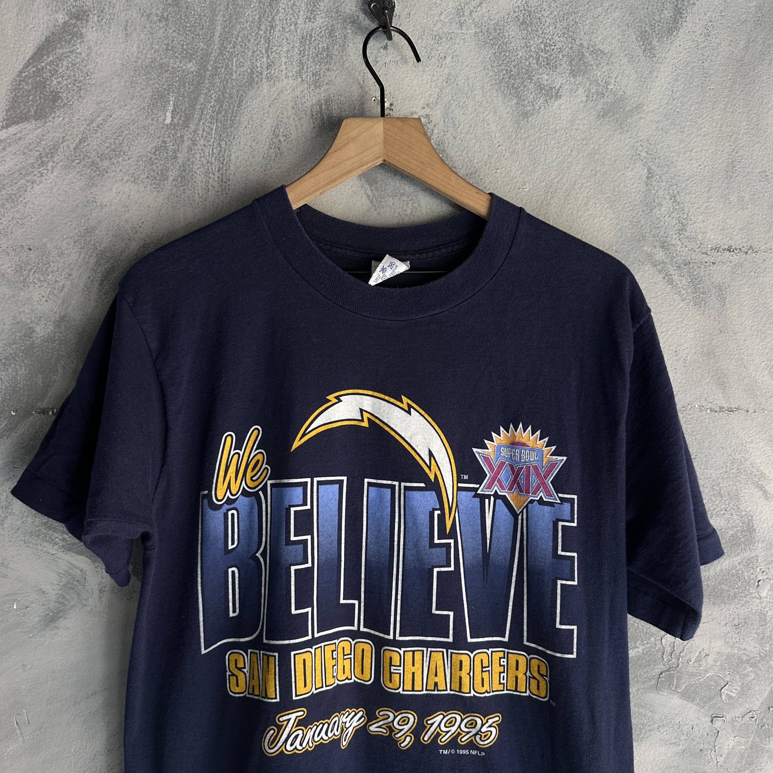 Salem Sportswear Vtg San Diego Chargers T-Shirt Salem 1995 Superbowl Believe Size US M / EU 48-50 / 2 - 2 Thumbnail
