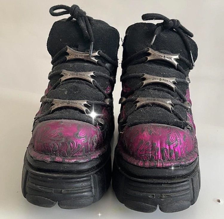 New Rock Pink black new rock shoes Size US 7 / IT 37 - 2 Thumbnail