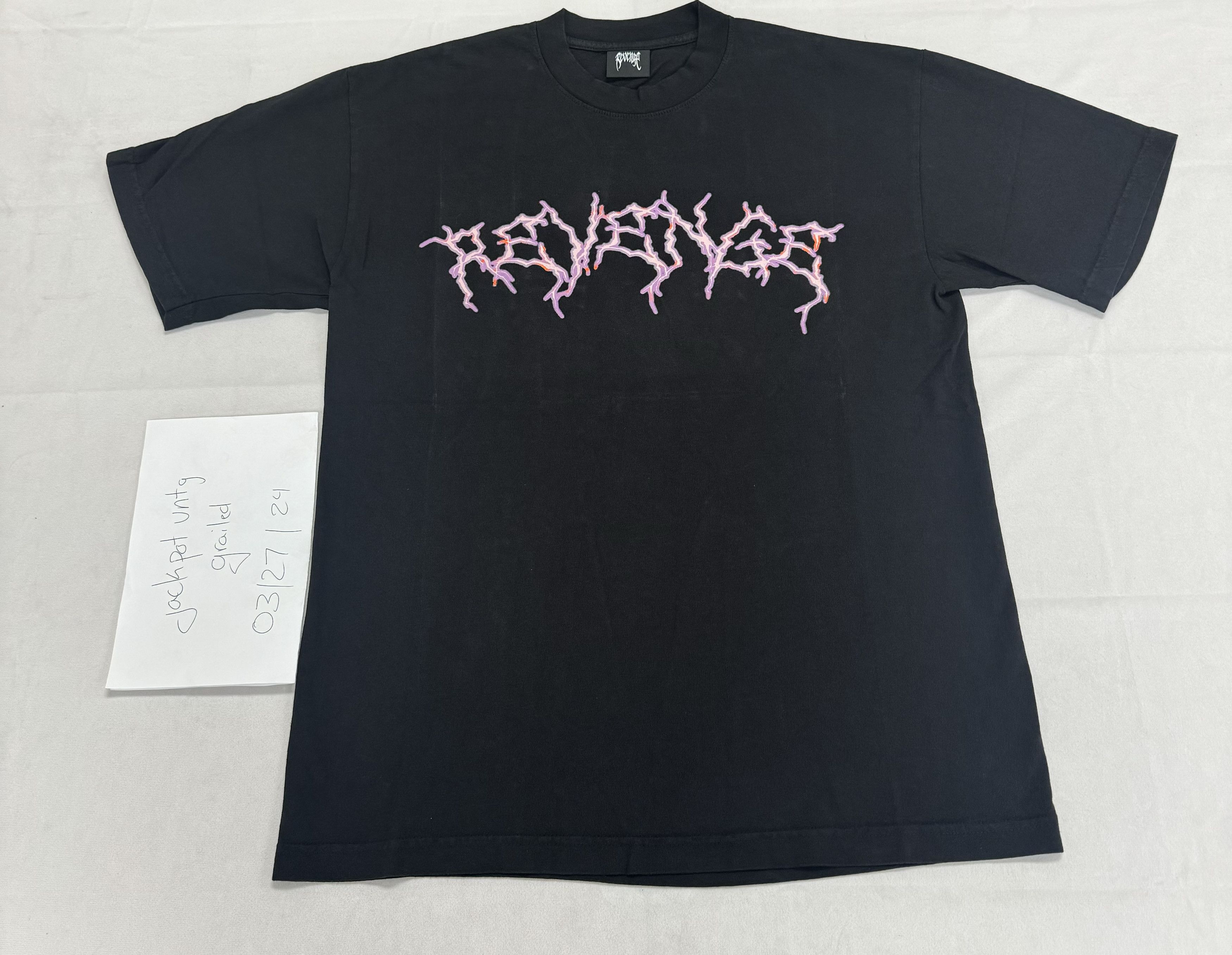 image of Revenge Lightning Anarchy Logo Tee Size XL in Black, Men's