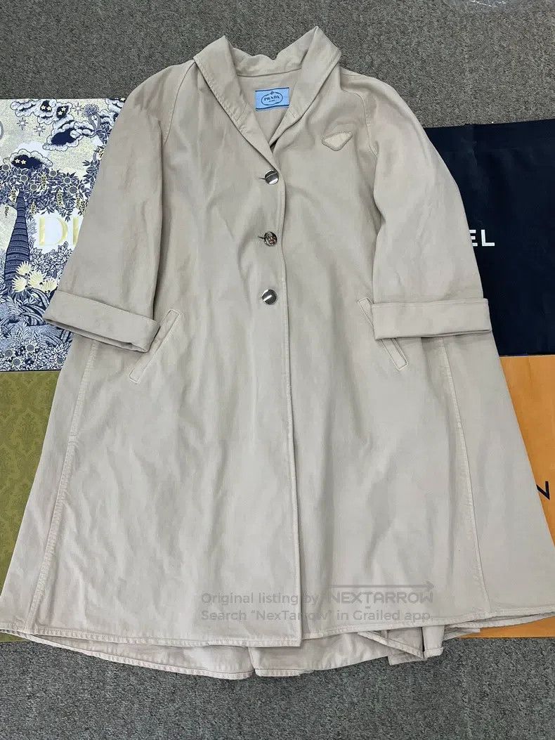 Prada Prada Khaki beige lapel windbreaker jacket Size XS / US 0-2 / IT 36-38 - 1 Thumbnail