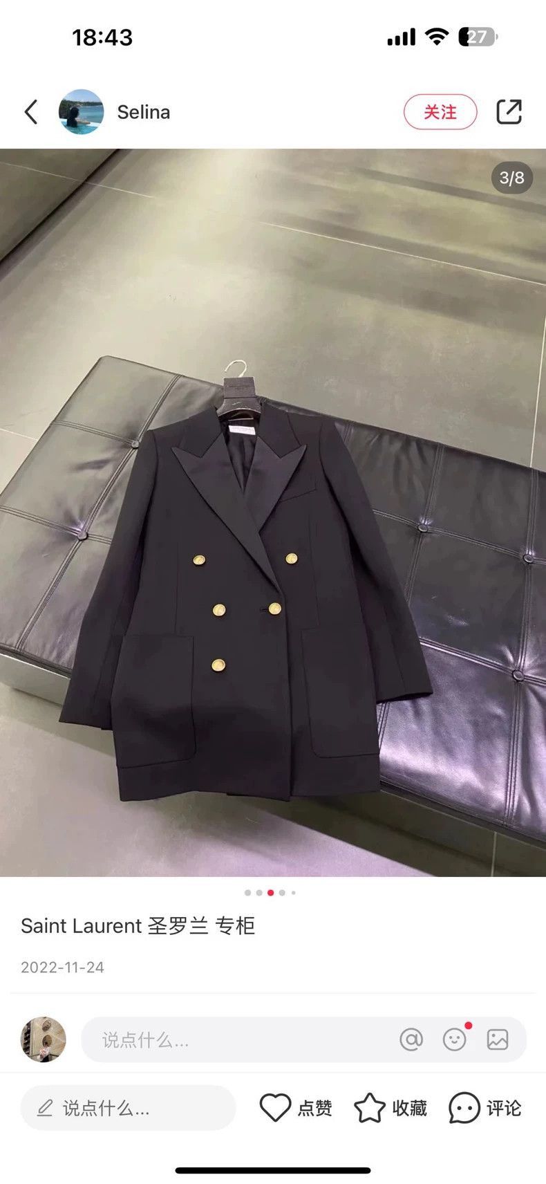 Saint Laurent Paris Saint Laurent Paris Classic double breasted suit jacket-250 Size US S / EU 44-46 / 1 - 3 Thumbnail