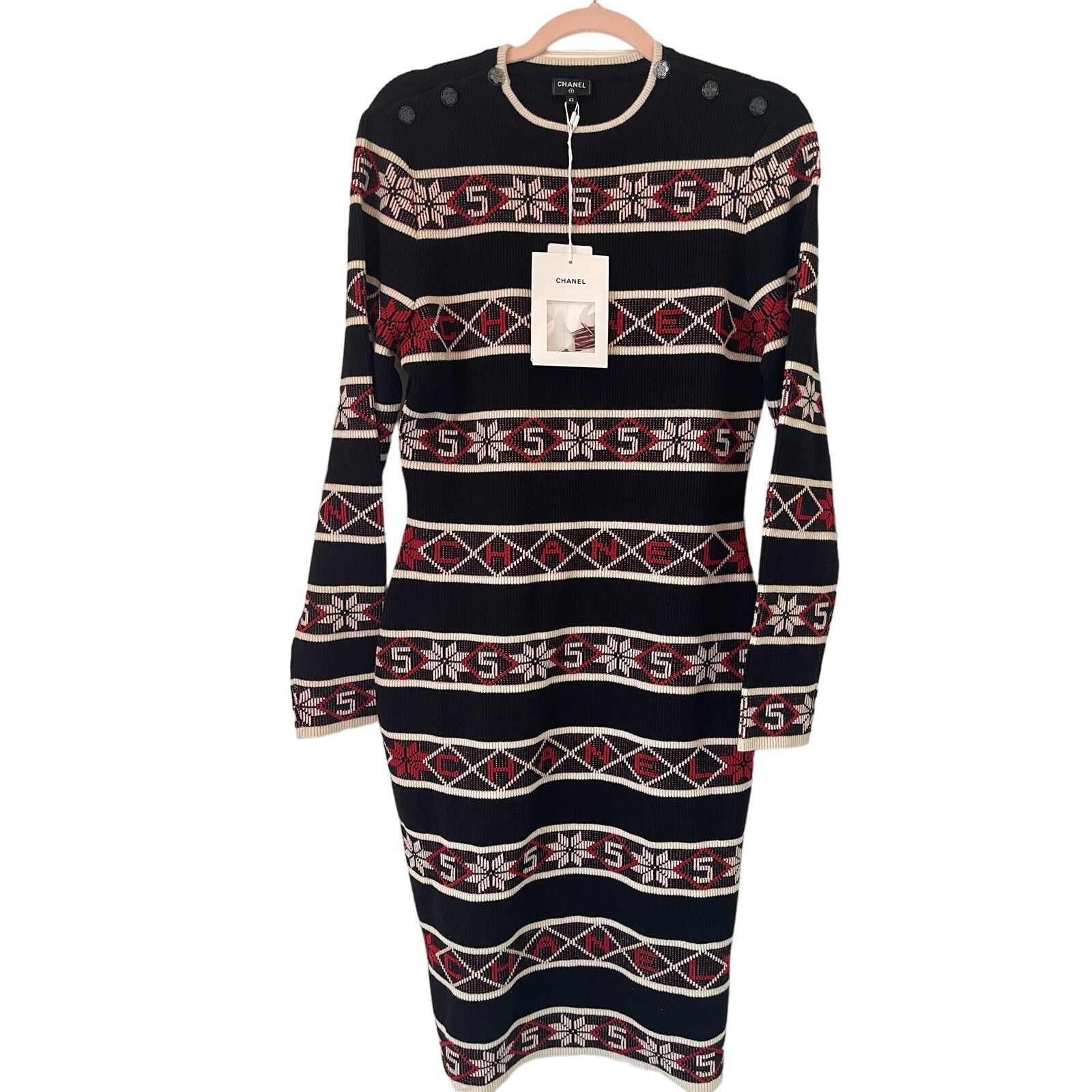 Chanel Chanel 2019 Runway Nordic Pattern Dress, NWT, Size: 42 Size L / US 10 / IT 46 - 3 Thumbnail