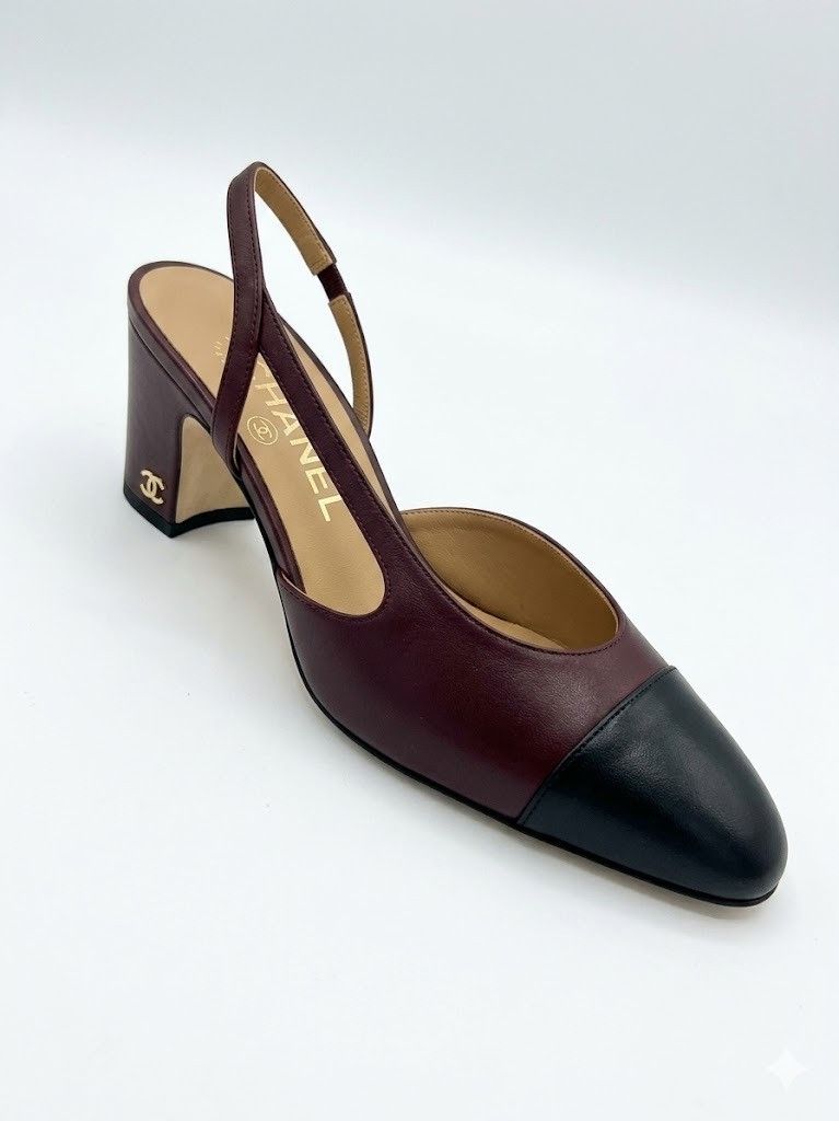 Chanel o1h1sh10526 Goatskin Grosgrain Cap Toe CC Slingback Pumps Size US 8 / IT 38 - 1 Preview