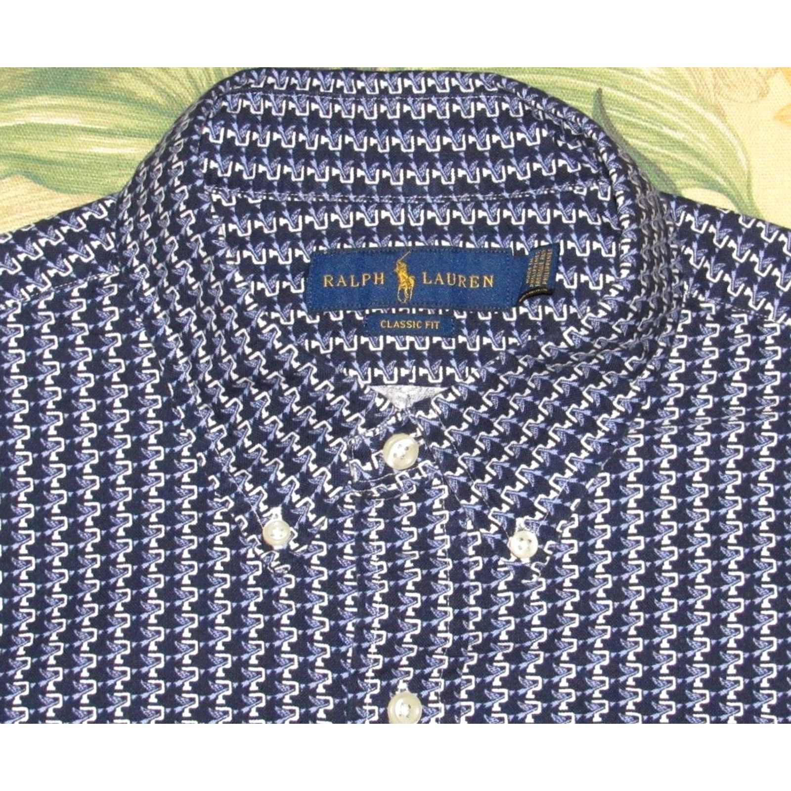 Ralph Lauren Polo RALPH LAUREN Blue Short Sleeve P Wing Button Down Shirt Large Mens XS-Size? Size US L / EU 52-54 / 3 - 2 Thumbnail