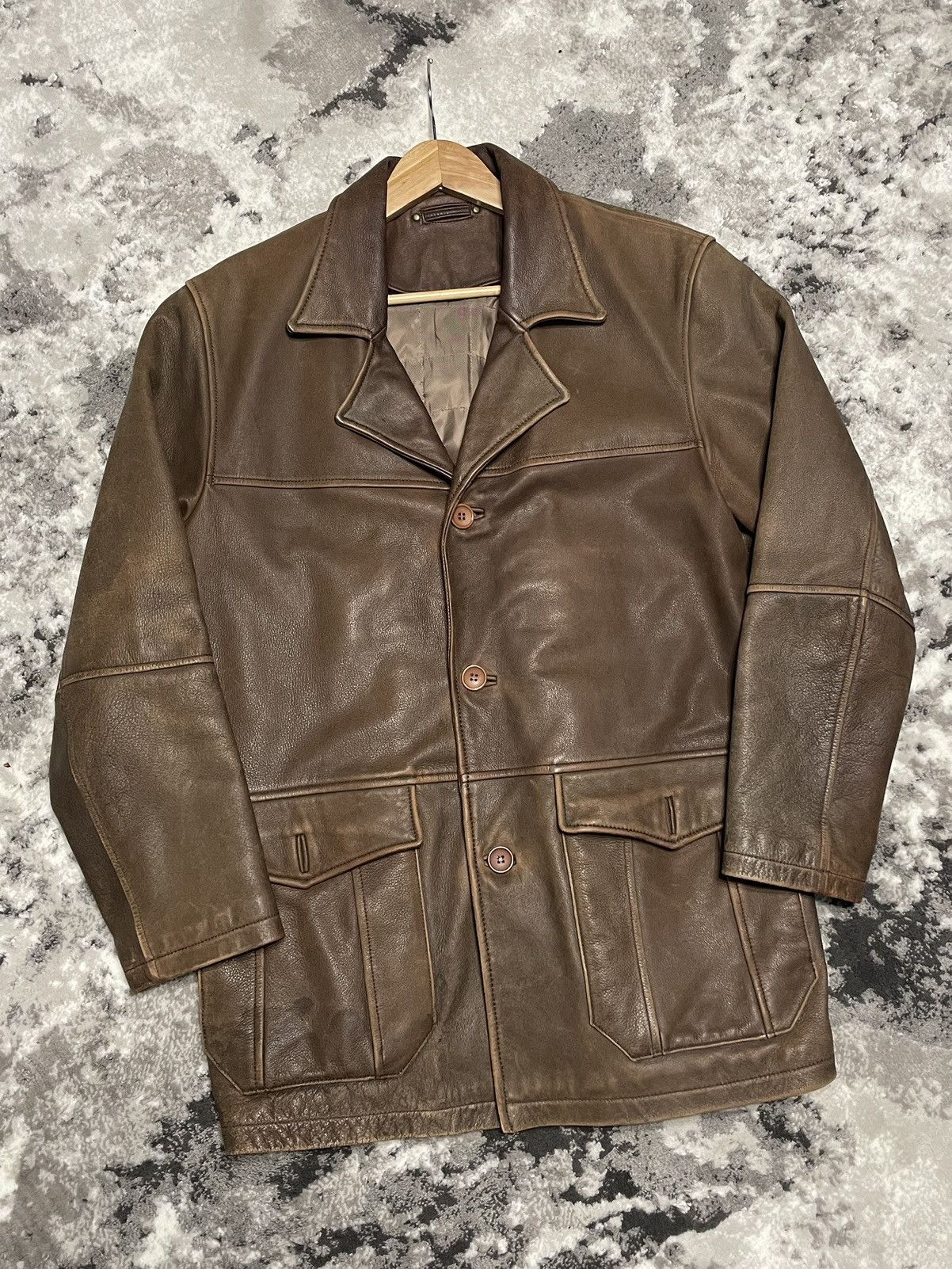 Leather Vintage Washed Brown Leather Coat Jacket Hedi Acne RRL erd Size US L / EU 52-54 / 3 - 12 Thumbnail