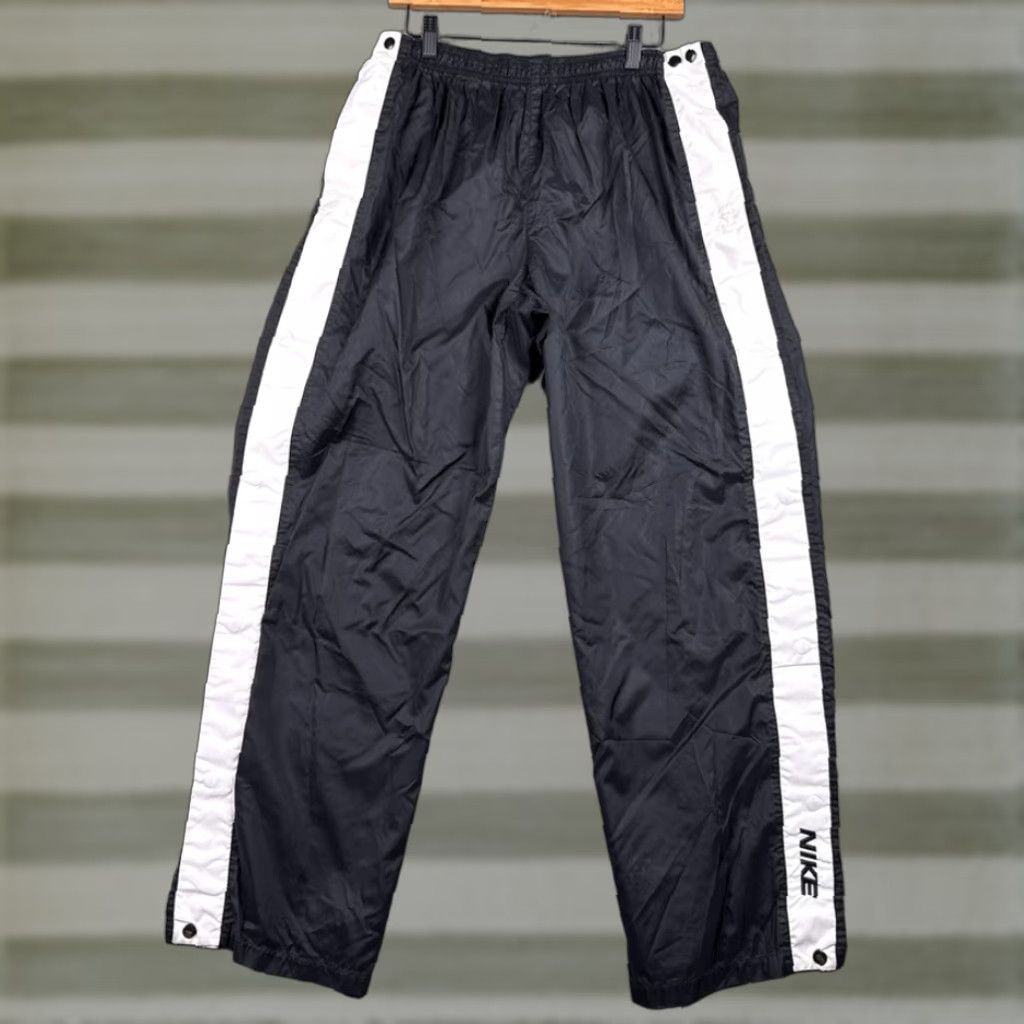 VINTAGE Nike Track Pants Mens Large Black 90s Y2K Swishy