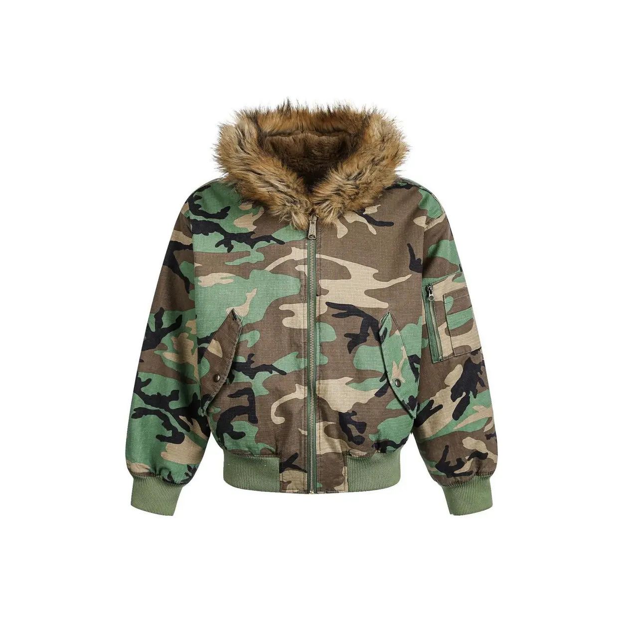 Japanese Brand Reversible Camouflage Fur Hooded Jacket, Military Style Size US L / EU 52-54 / 3 - 1 Thumbnail