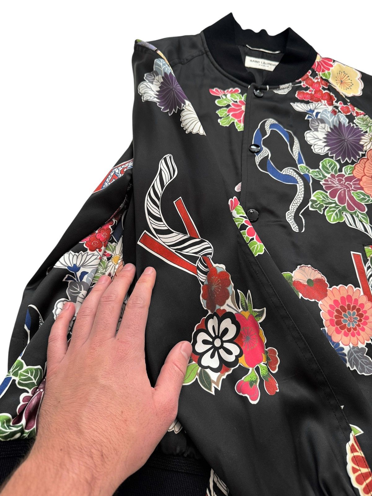 Saint Laurent Paris 2017 Love Floral Souvenir Satin Teddy Jacket Size US M / EU 48-50 / 2 - 4 Thumbnail