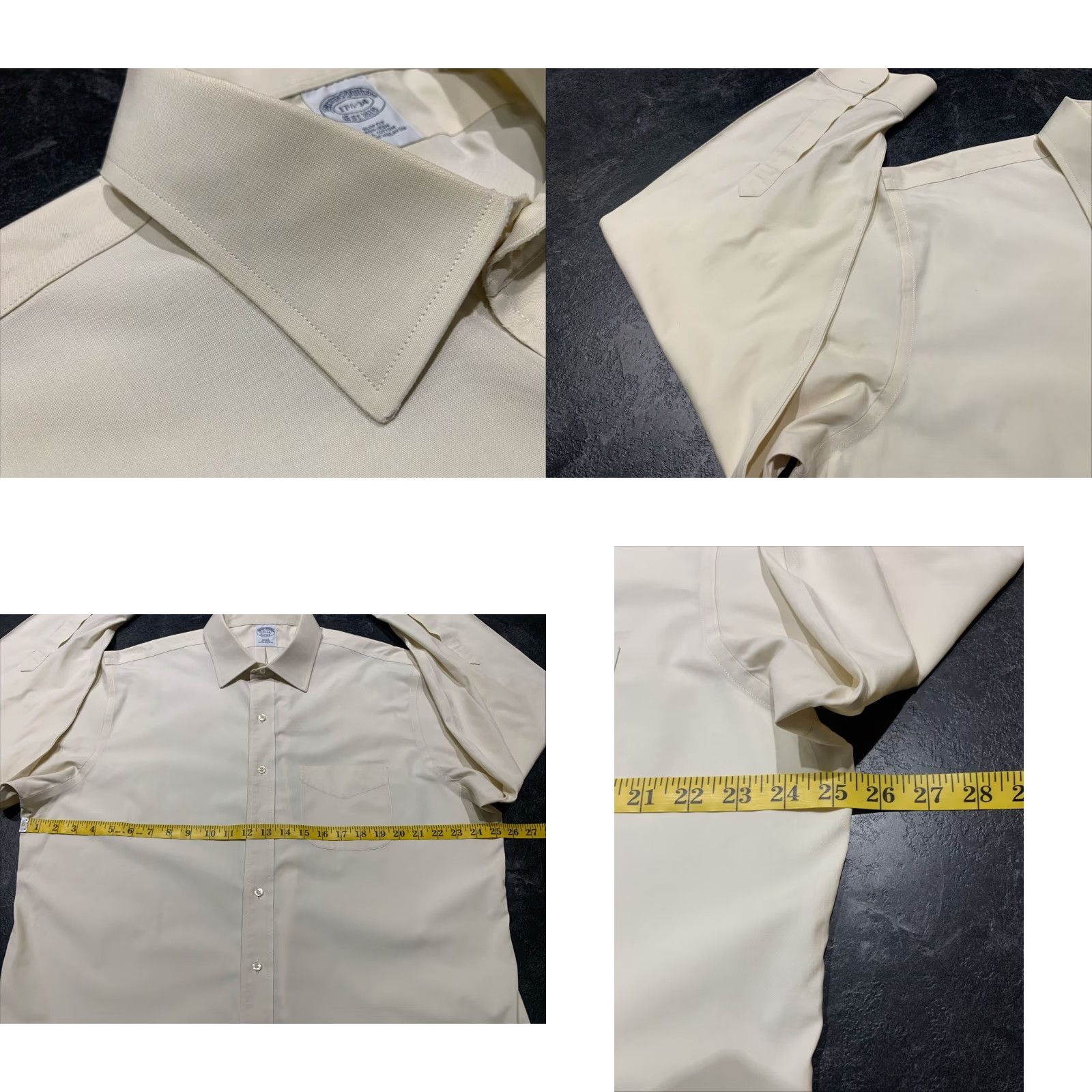 Brooks Brothers BROOKS BROTHERS Slim Fit 1818 Cotton Dress Shirt 17.5 34 Beige Business Mens Size 46R - 8 Thumbnail