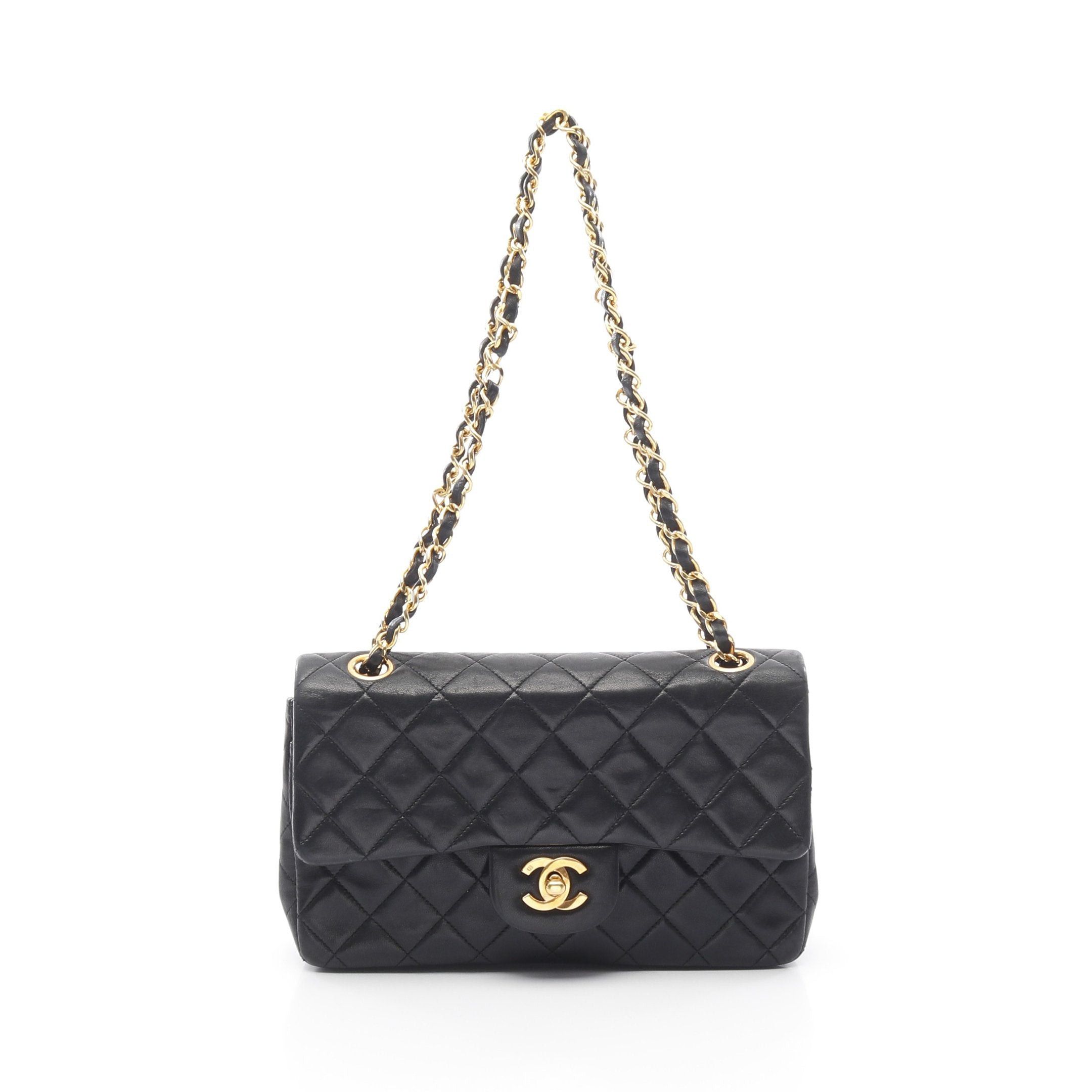 Chanel Chanel Matelasse Double Flap Chain Shoulder Bag Lambskin Black Gold Hardware Size ONE SIZE - 1 Thumbnail
